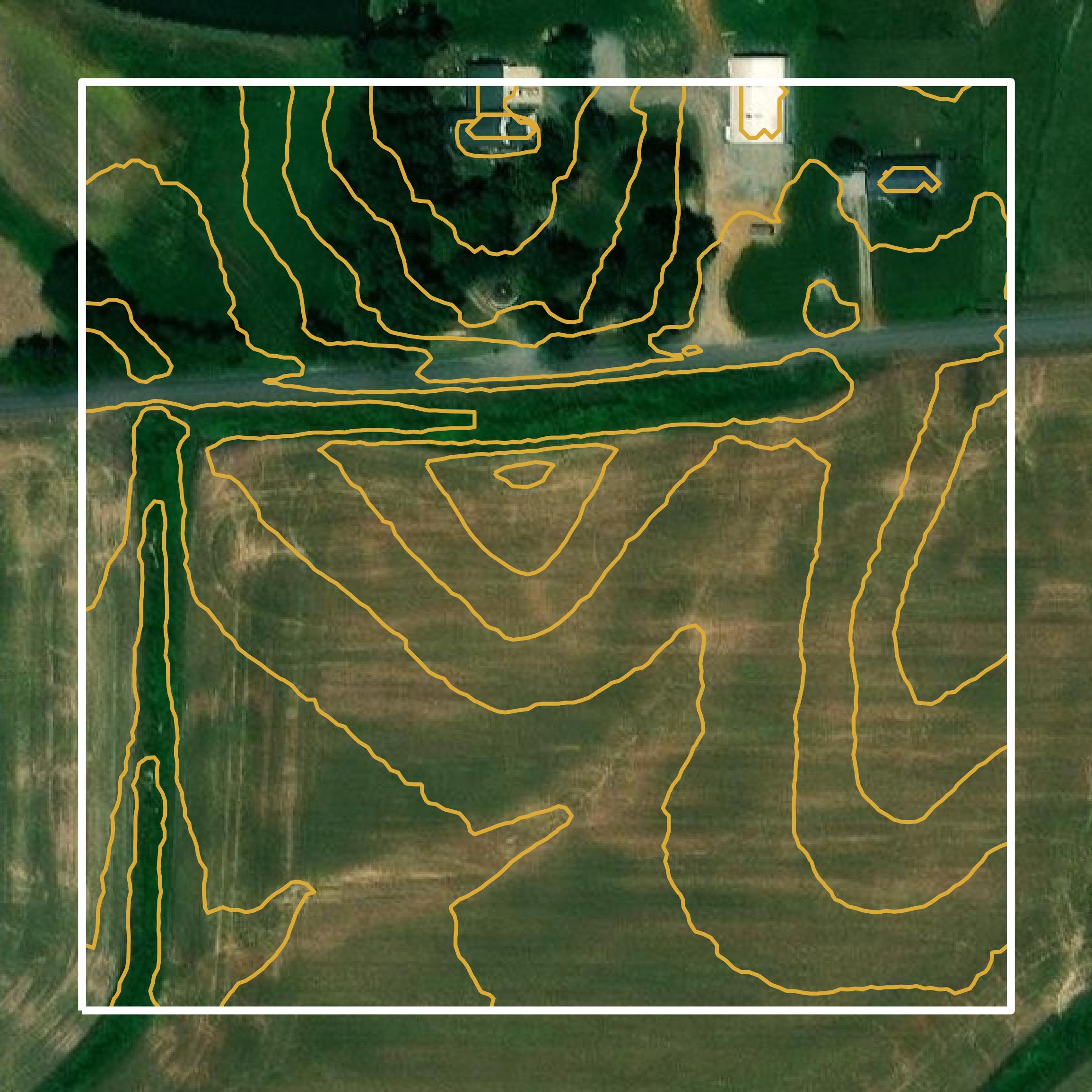 This image shows a contour map in Carlisle County created using GIS data in Equator.