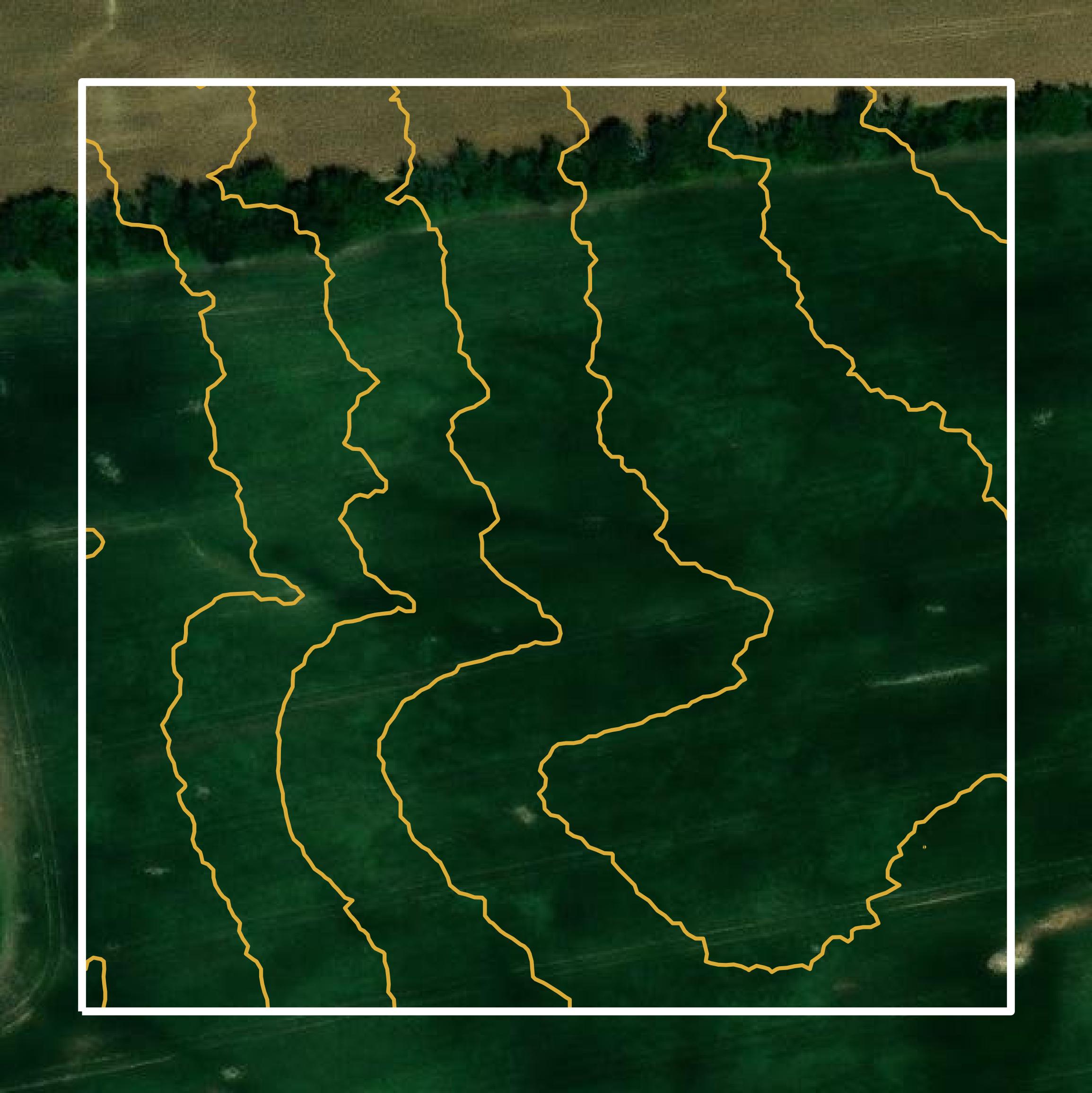 This image shows a contour map in Christian County created using GIS data in Equator.