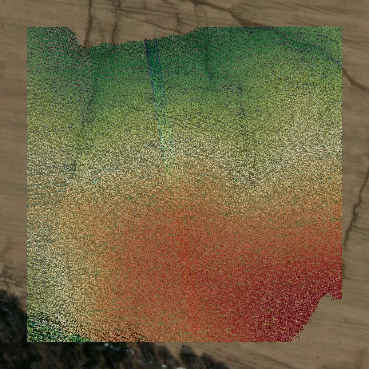 This image shows a LiDAR point cloud in Christian County created using GIS data in Equator.