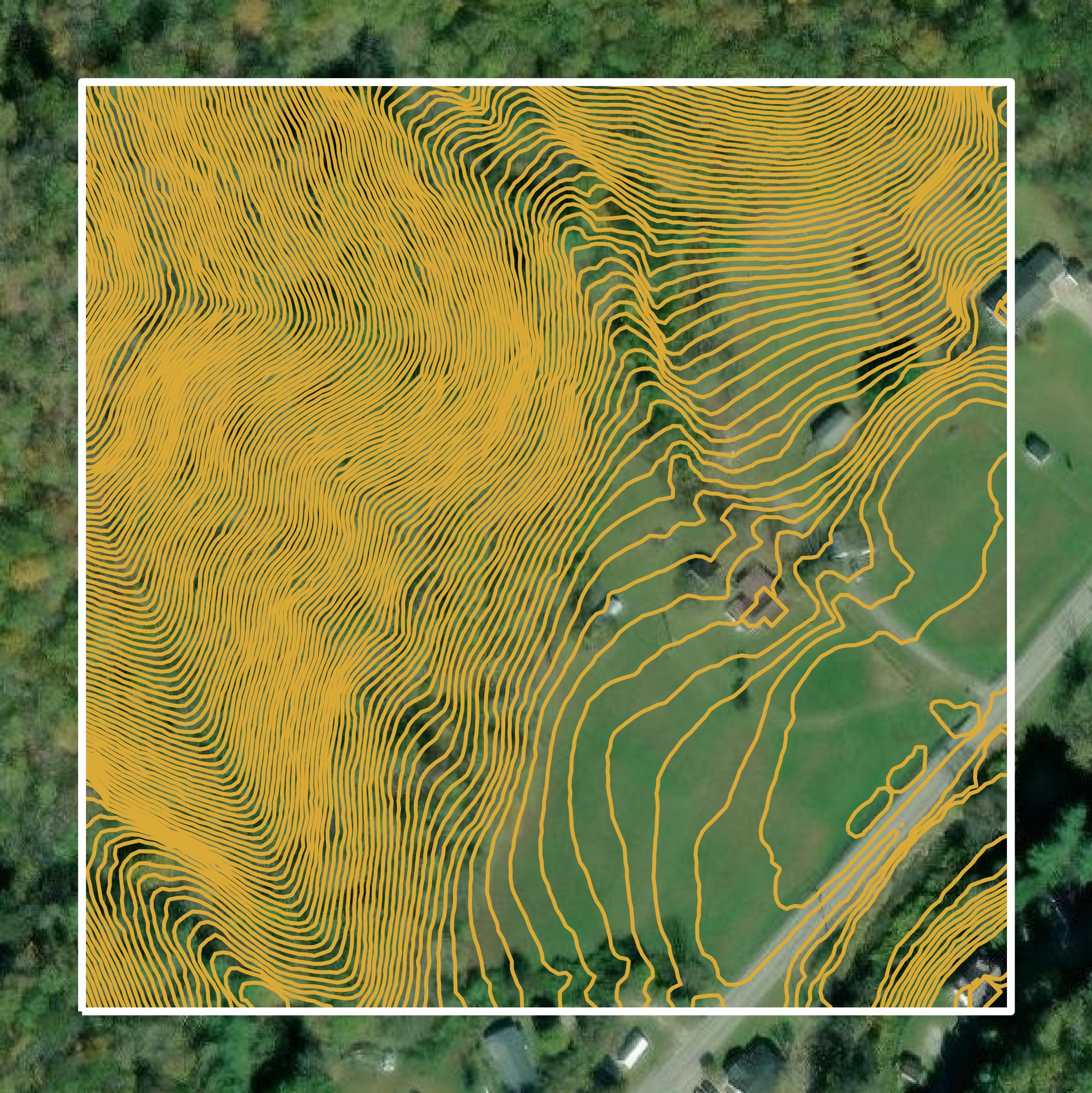 This image shows a contour map in Clay County created using GIS data in Equator.