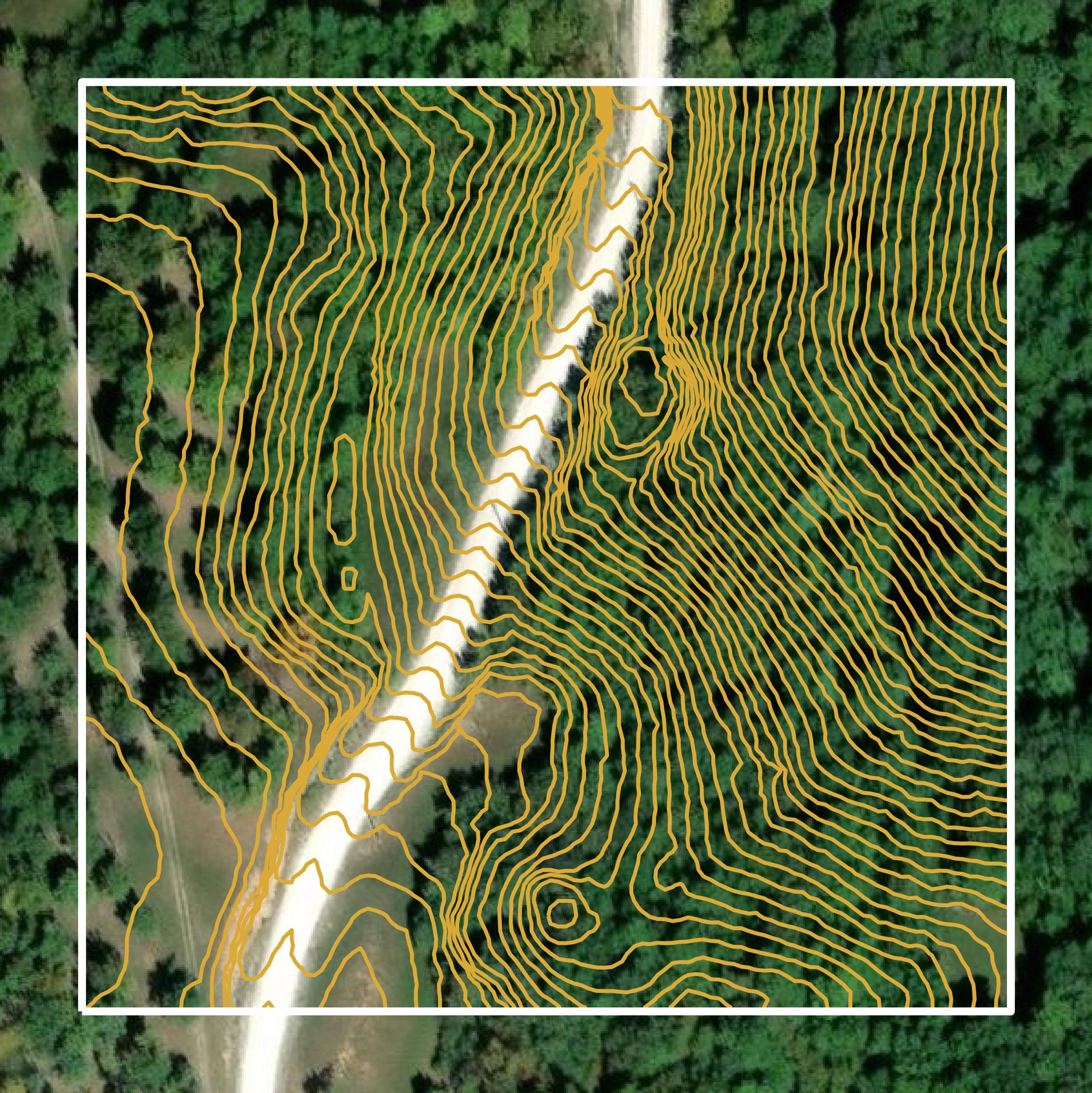 This image shows a contour map in Clinton County created using GIS data in Equator.