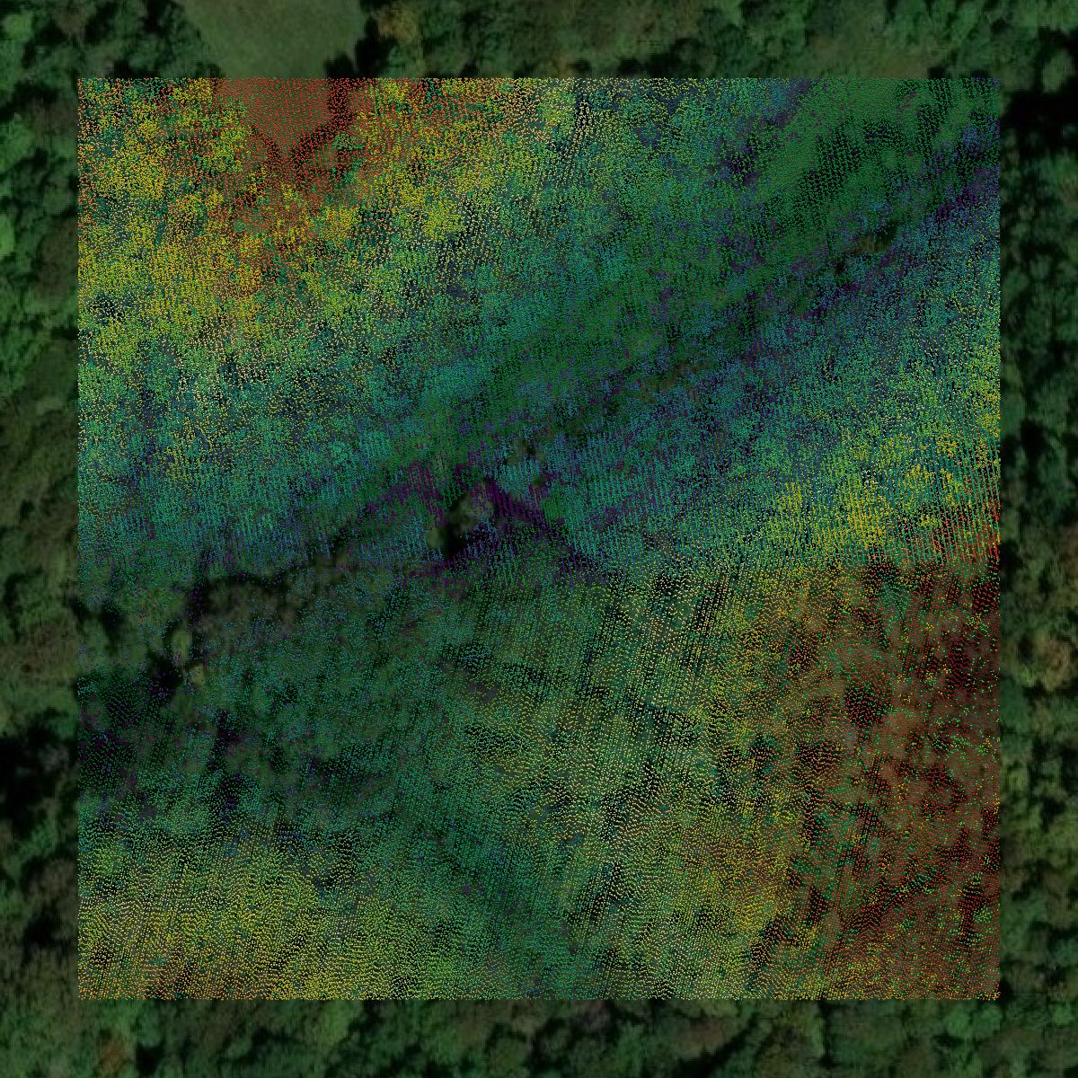 This image shows a LiDAR point cloud in Clinton County created using GIS data in Equator.