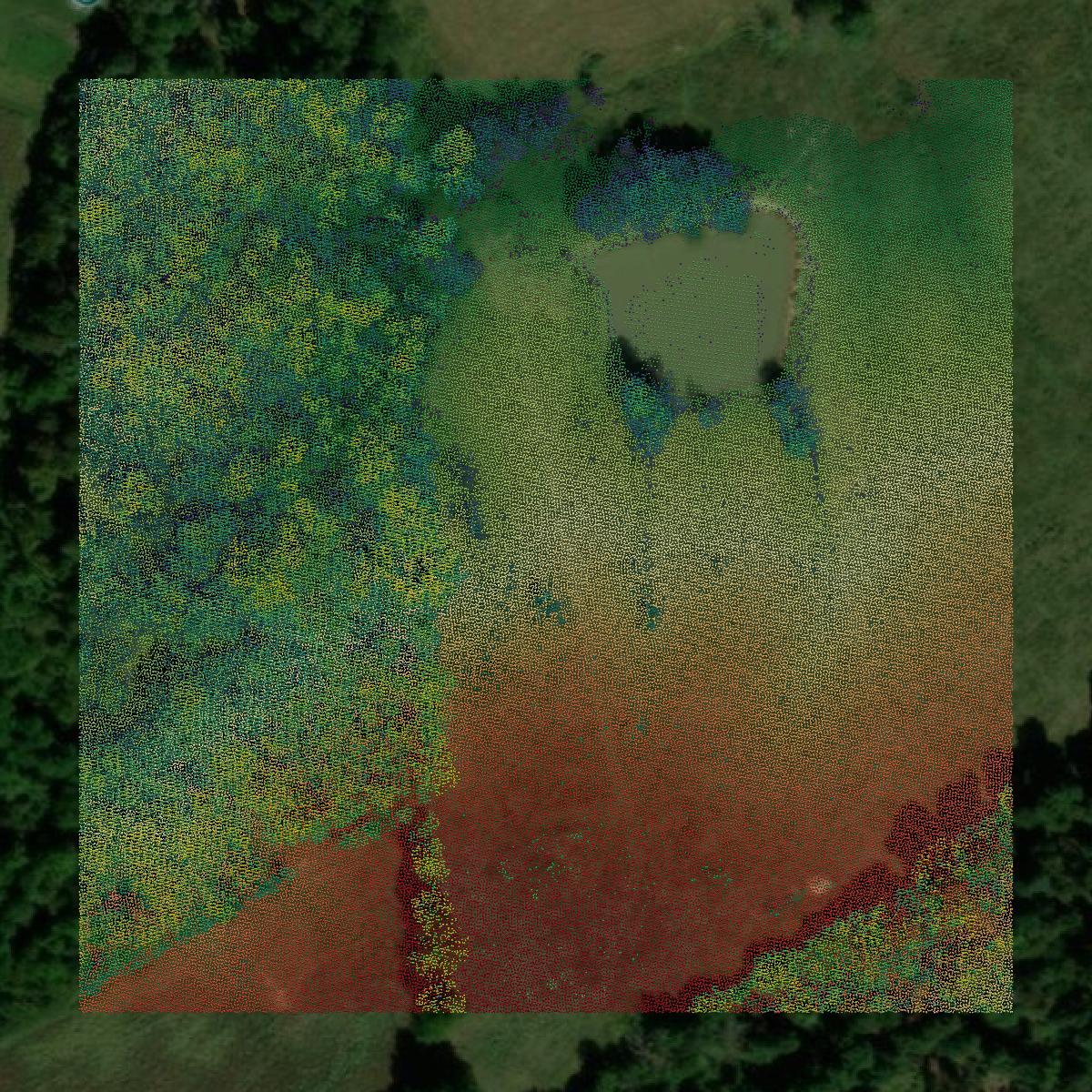 This image shows a LiDAR point cloud in Crittenden County created using GIS data in Equator.