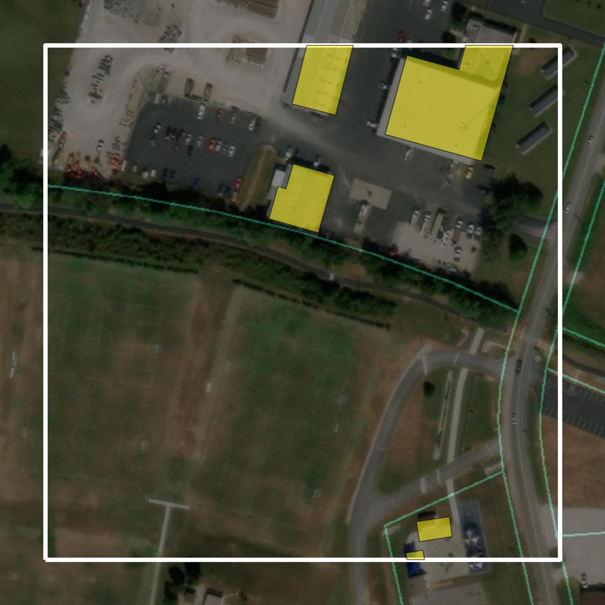 This image shows parcel and building data in Daviess County created using GIS data in Equator.