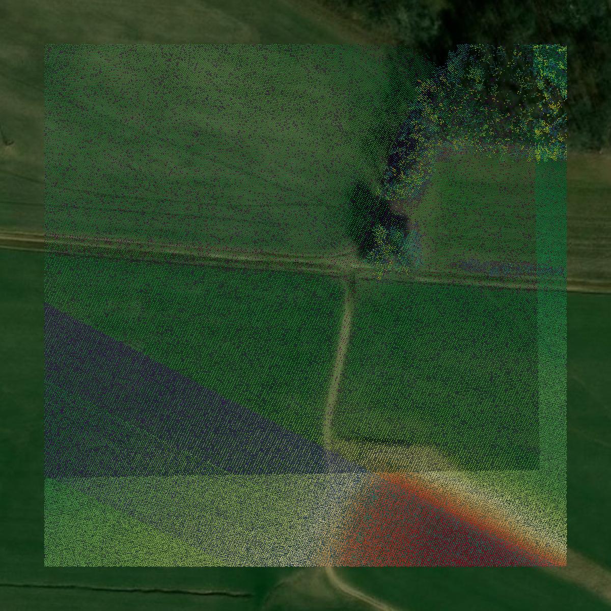 This image shows a LiDAR point cloud in Daviess County created using GIS data in Equator.