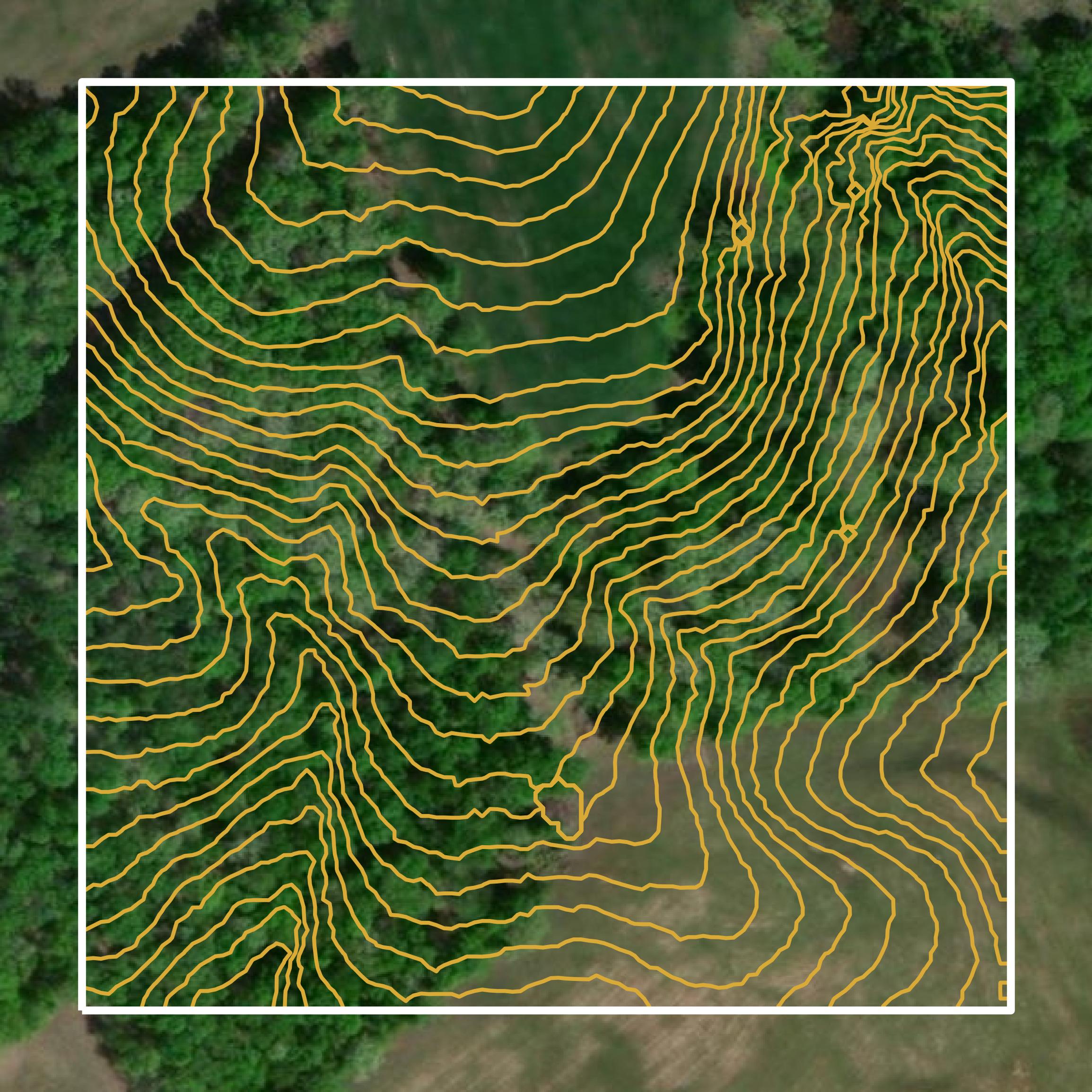 This image shows a contour map in Edmonson County created using GIS data in Equator.