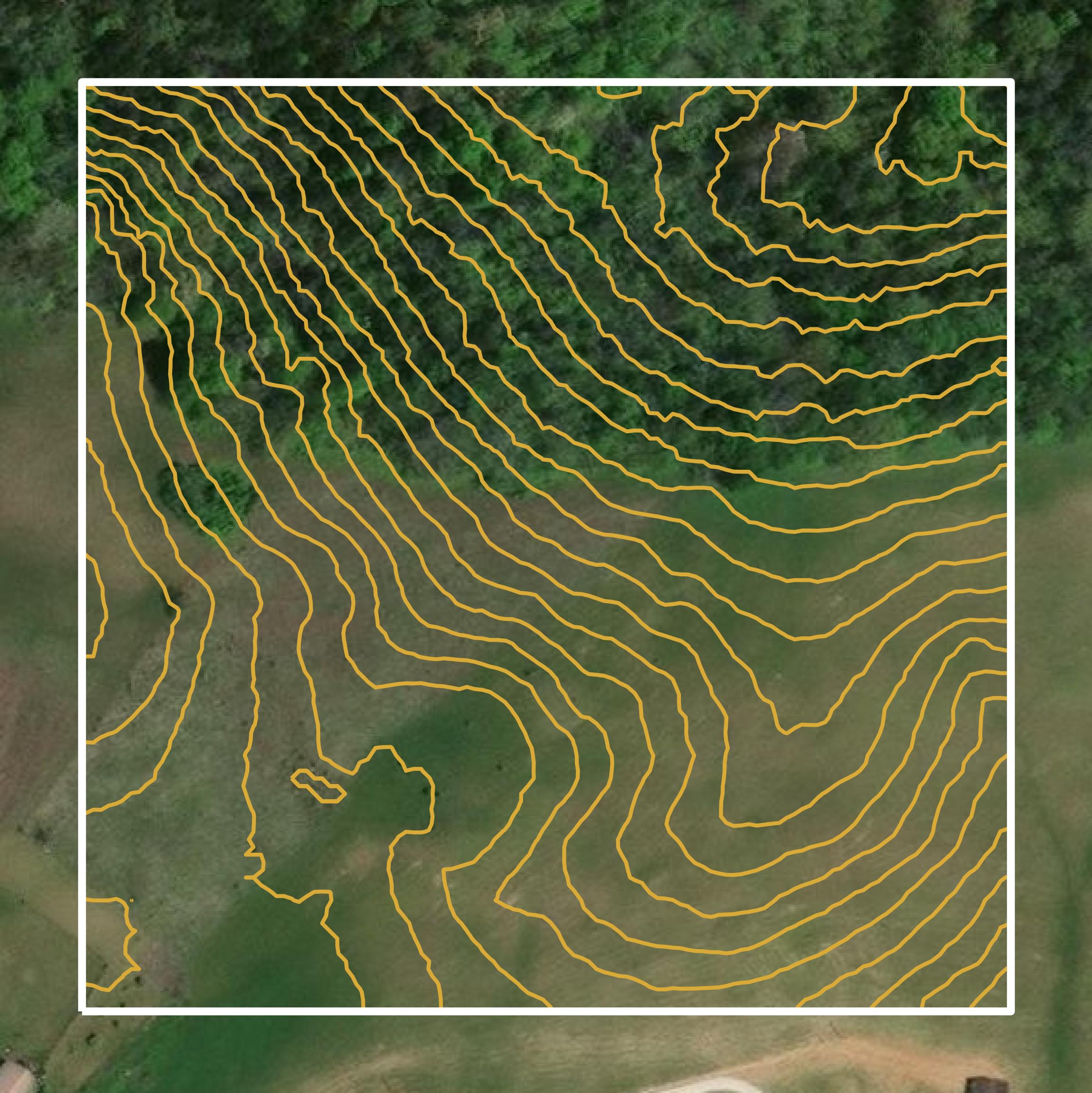 This image shows a contour map in Edmonson County created using GIS data in Equator.