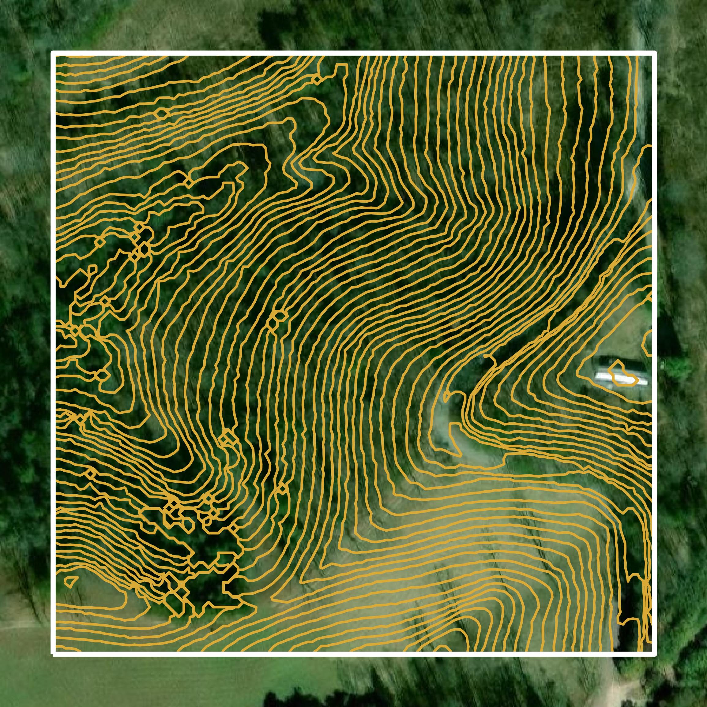 This image shows a contour map in Elliott County created using GIS data in Equator.