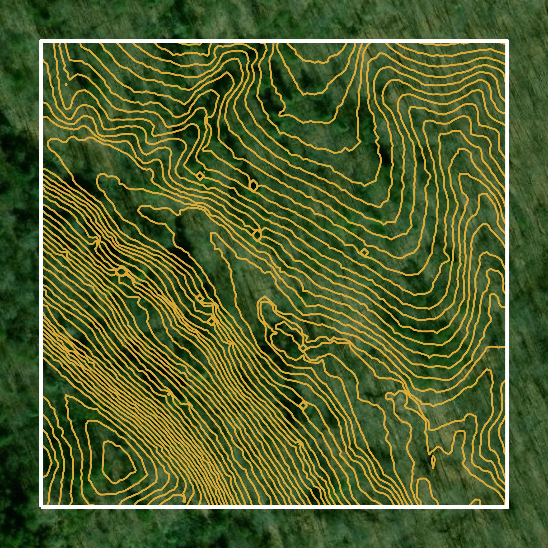 This image shows a contour map in Elliott County created using GIS data in Equator.