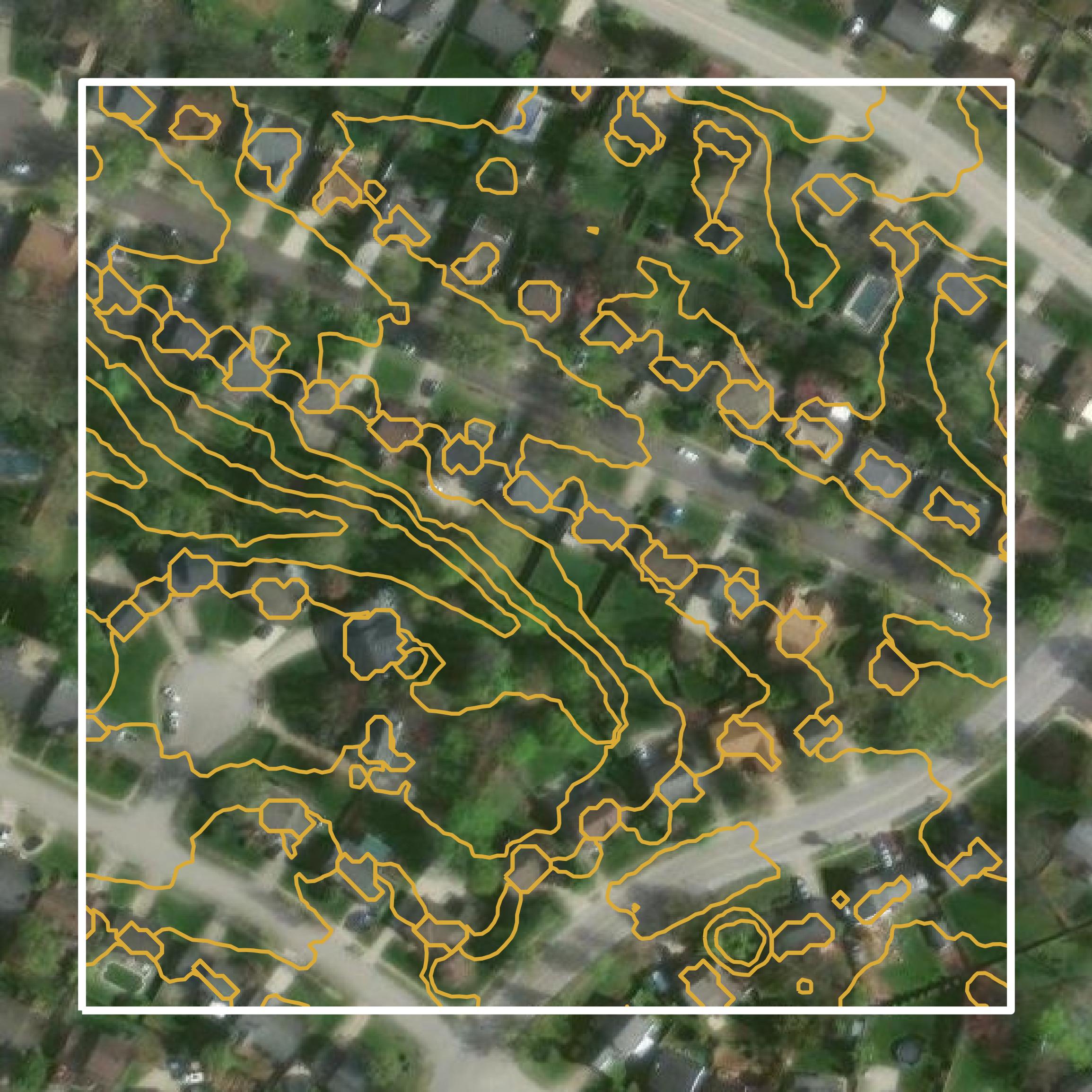 This image shows a contour map in Fayette County created using GIS data in Equator.