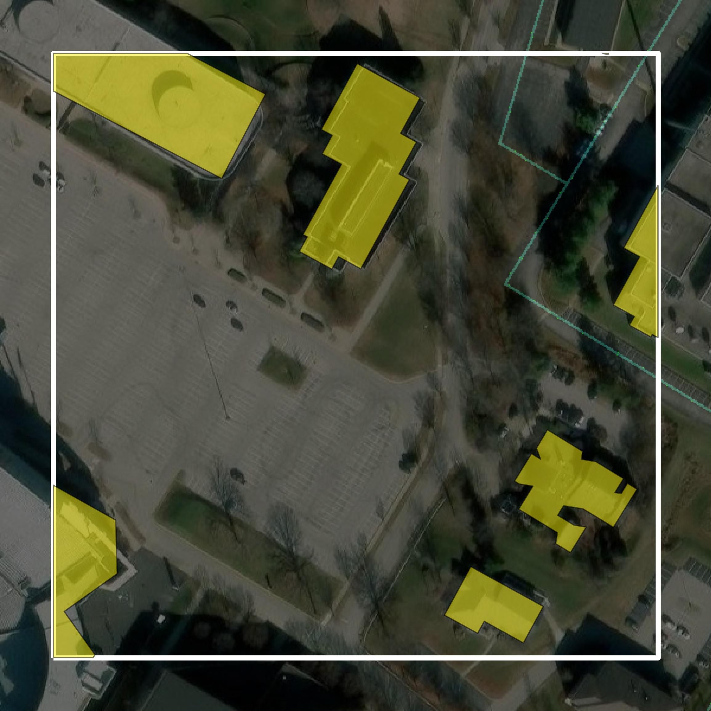 This image shows parcel and building data in Fayette County created using GIS data in Equator.