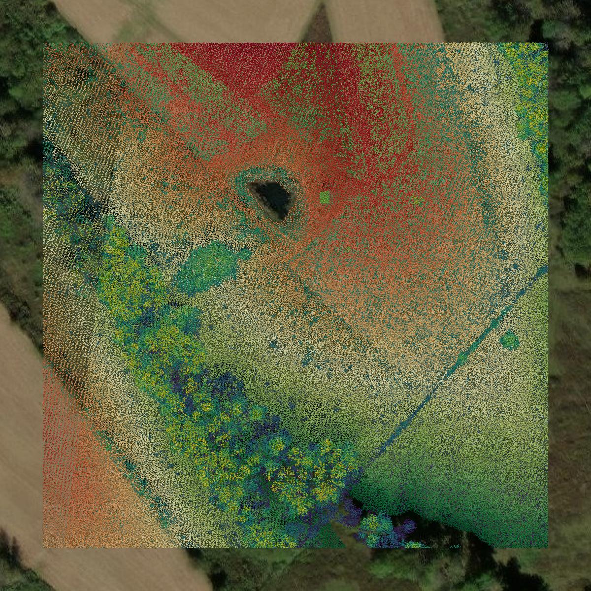 This image shows a LiDAR point cloud in Fleming County created using GIS data in Equator.