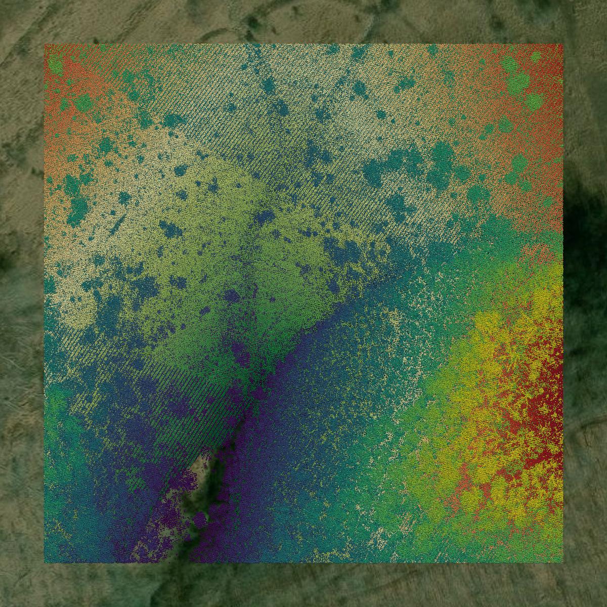 This image shows a LiDAR point cloud in Floyd County created using GIS data in Equator.