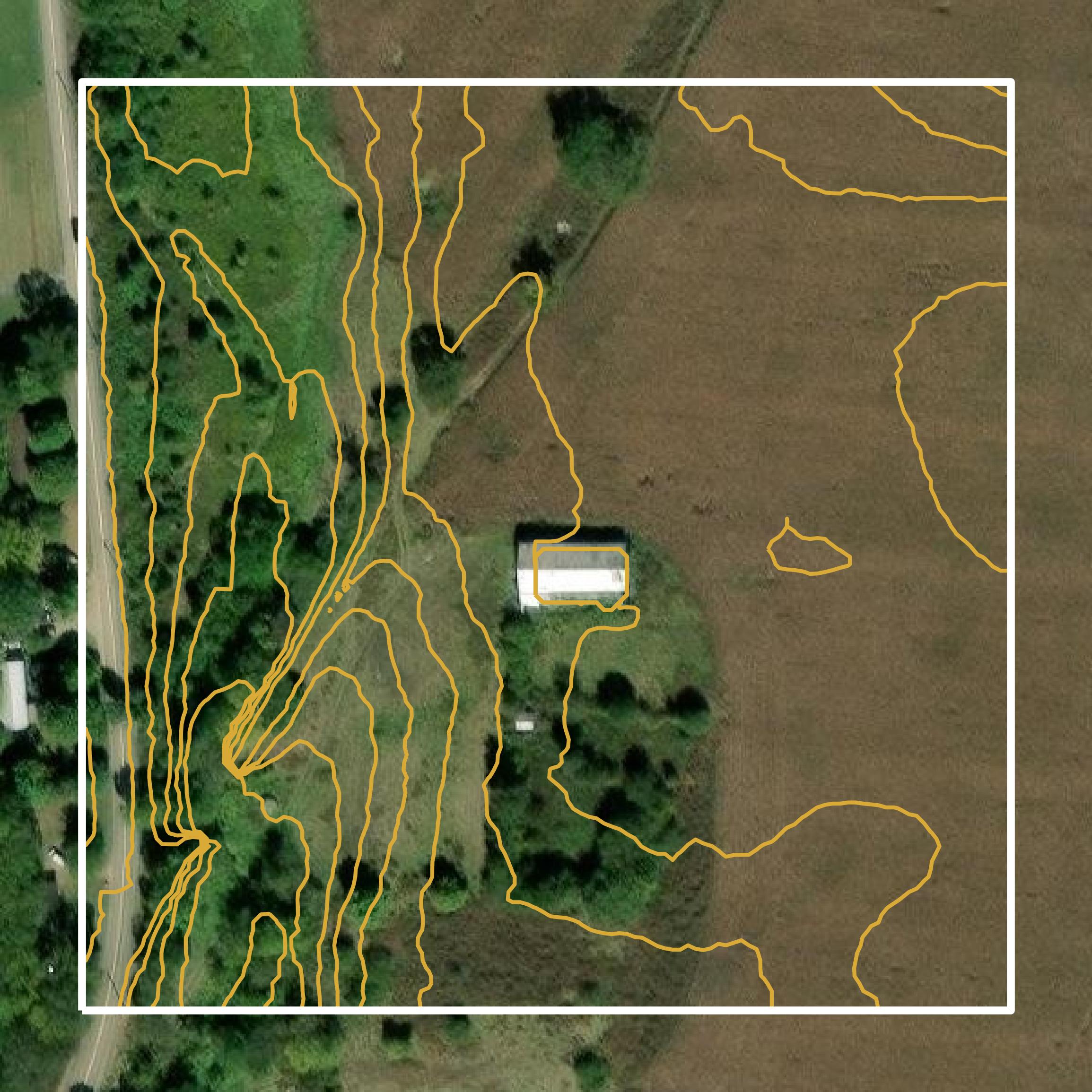 This image shows a contour map in Franklin County created using GIS data in Equator.