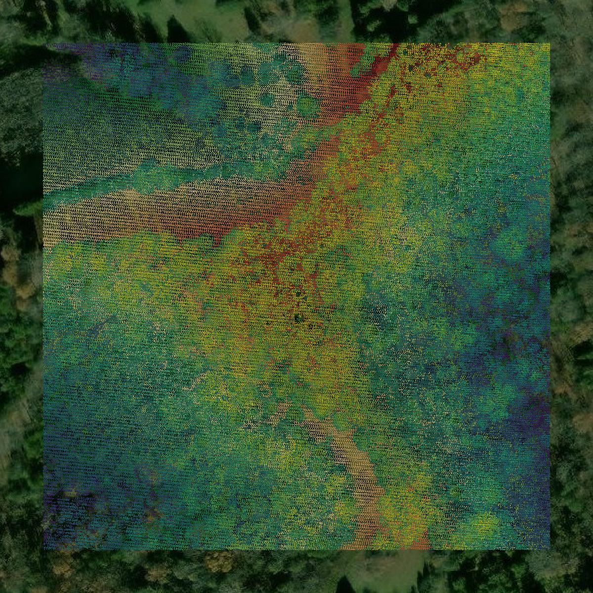 This image shows a LiDAR point cloud in Franklin County created using GIS data in Equator.