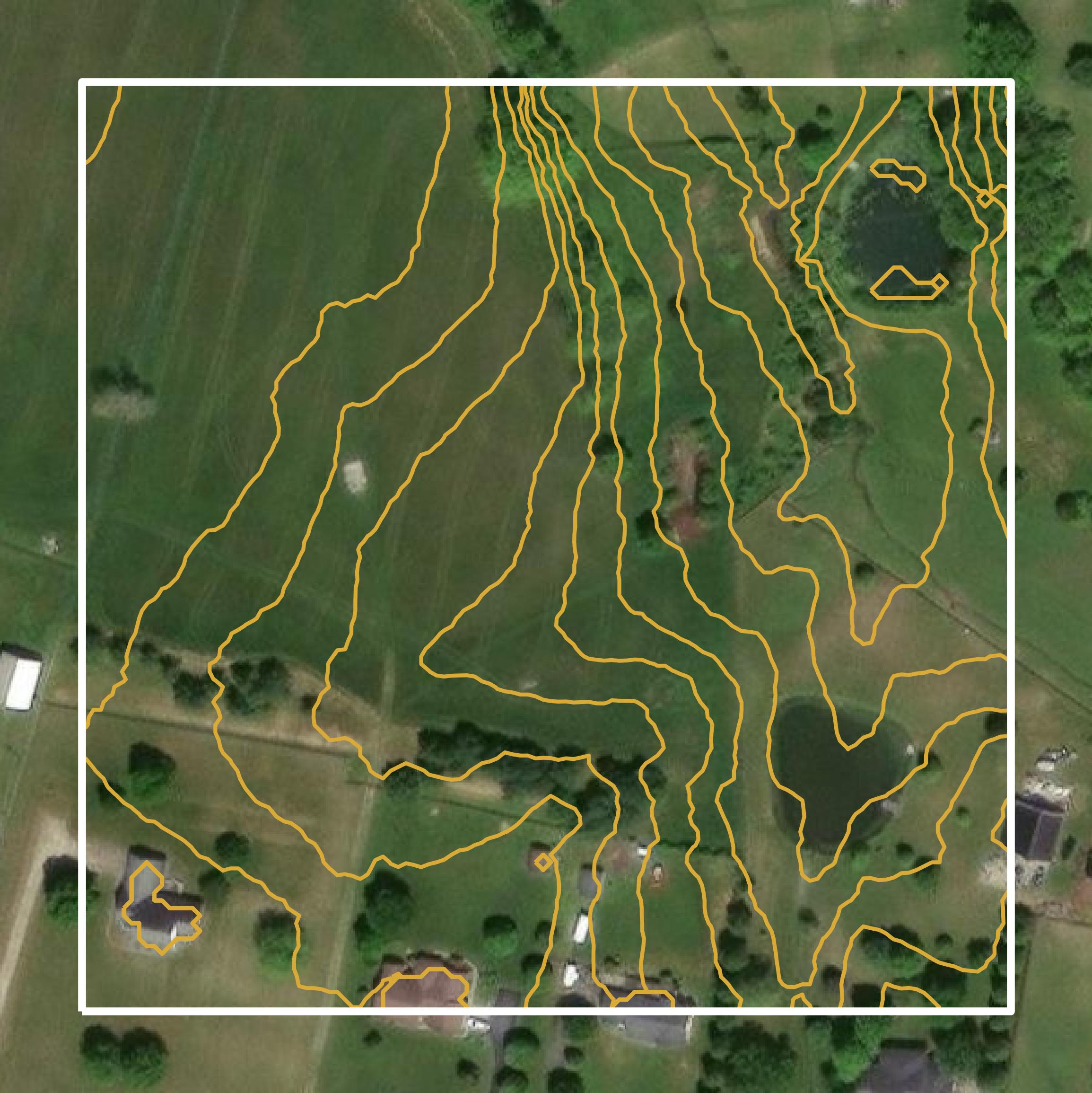 This image shows a contour map in Garrard County created using GIS data in Equator.