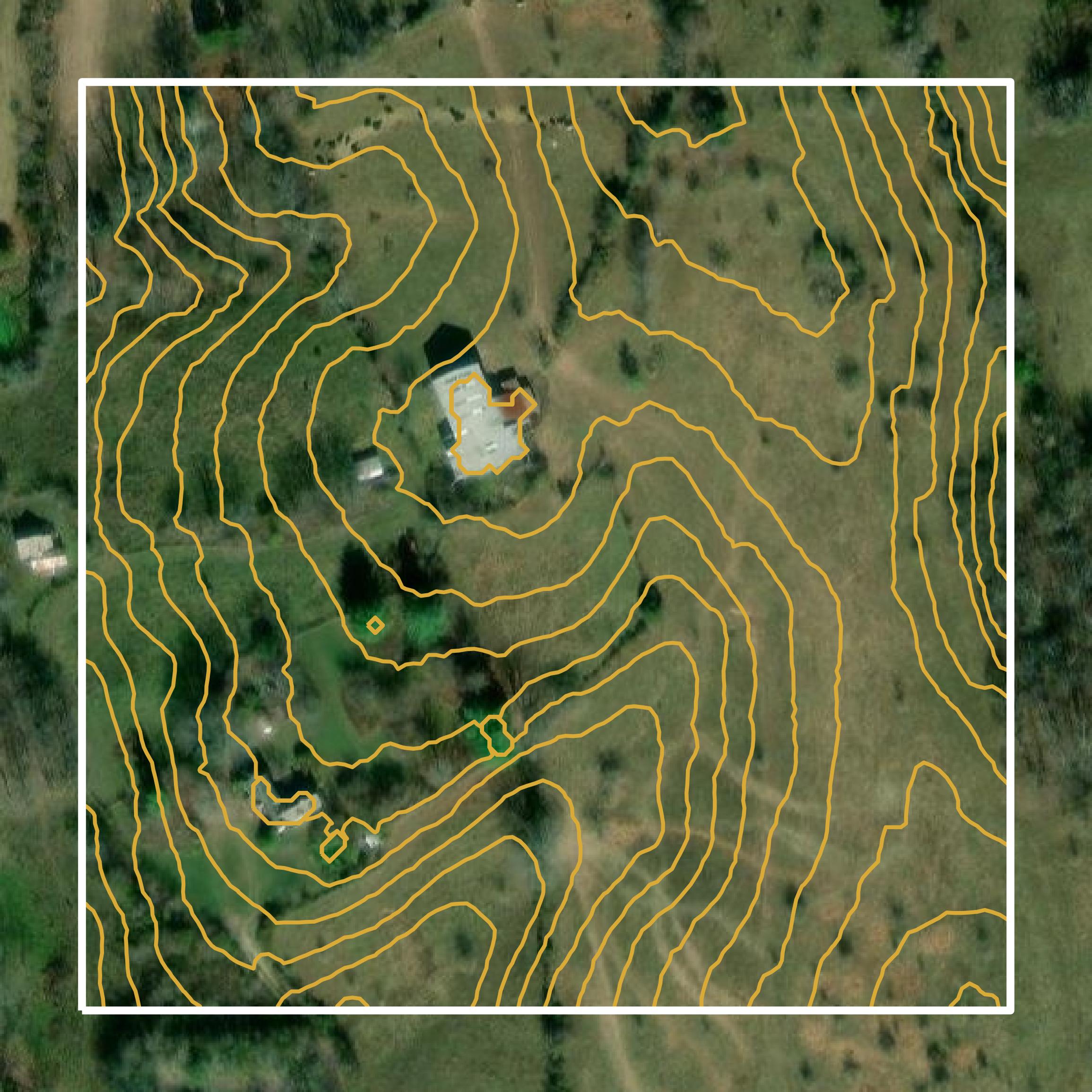 This image shows a contour map in Garrard County created using GIS data in Equator.