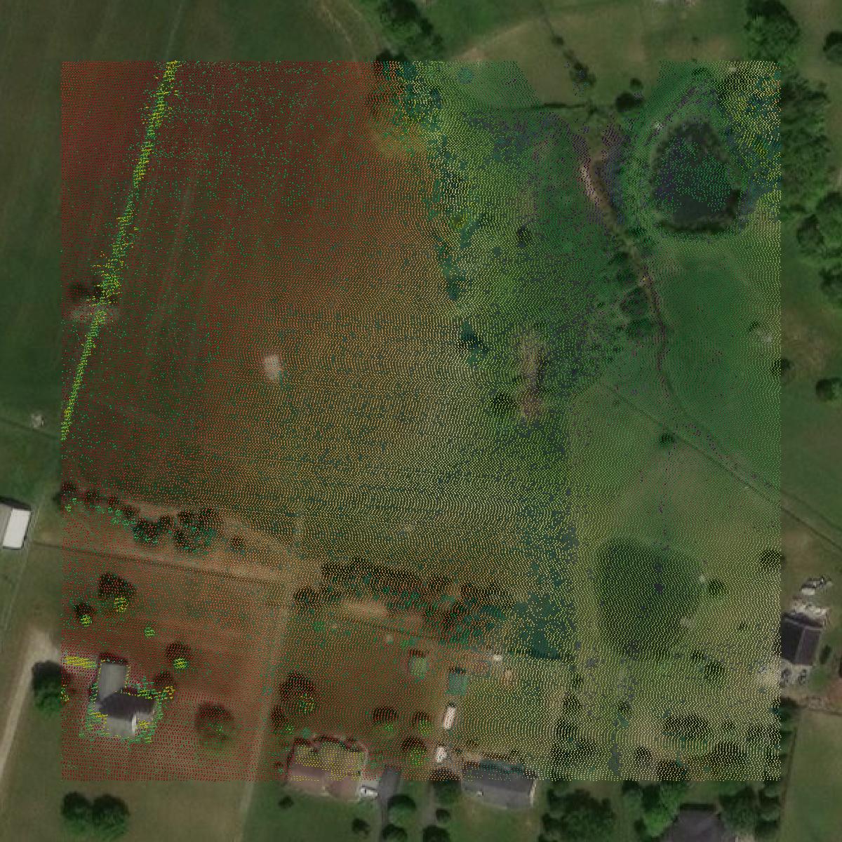 This image shows a LiDAR point cloud in Garrard County created using GIS data in Equator.