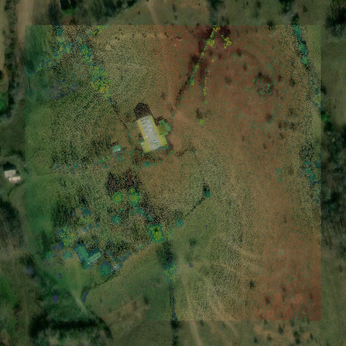 This image shows a LiDAR point cloud in Garrard County created using GIS data in Equator.