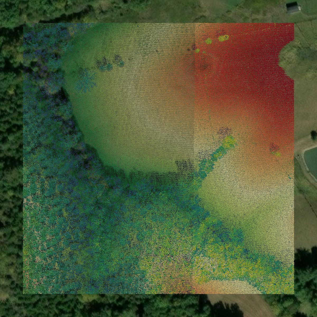 This image shows a LiDAR point cloud in Grant County created using GIS data in Equator.