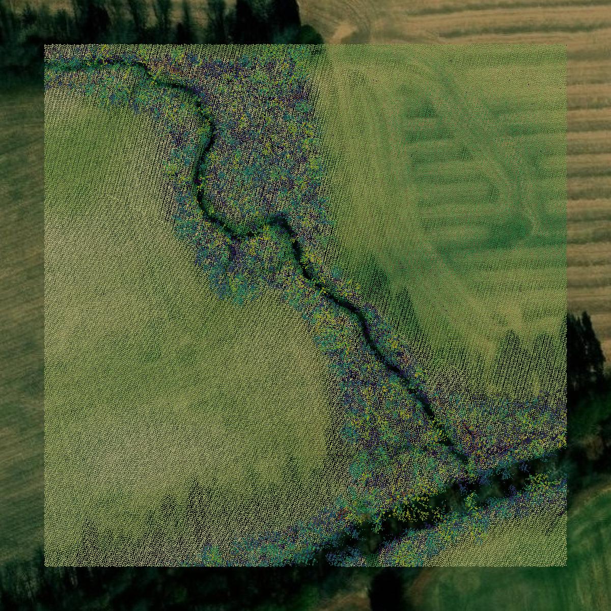 This image shows a LiDAR point cloud in Graves County created using GIS data in Equator.