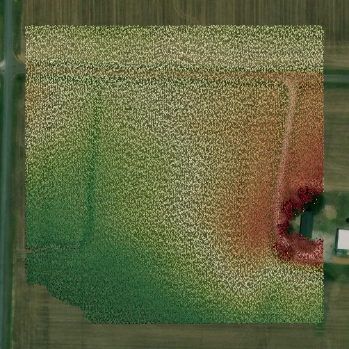 This image shows a LiDAR point cloud in Graves County created using GIS data in Equator.