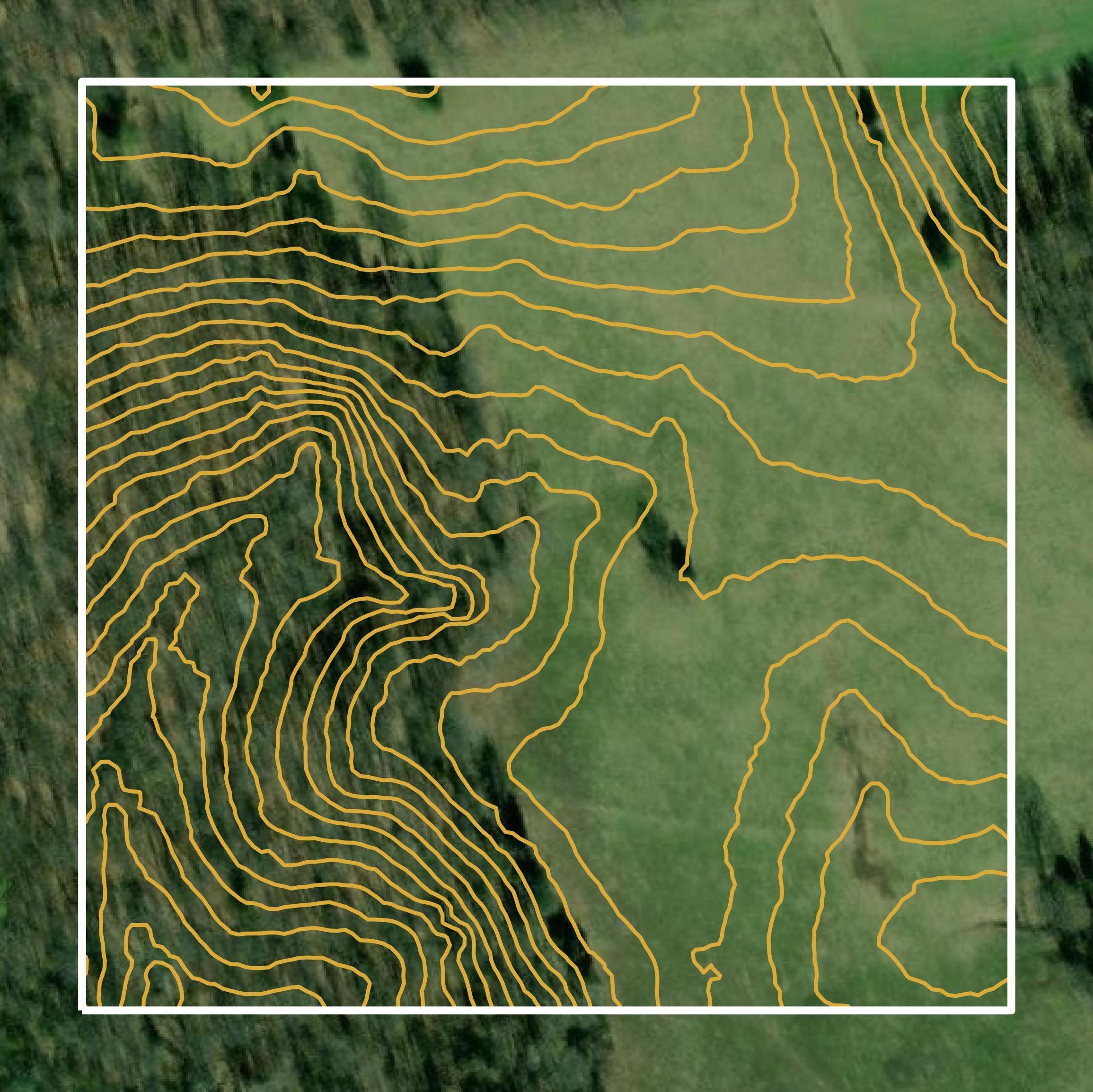 This image shows a contour map in Grayson County created using GIS data in Equator.