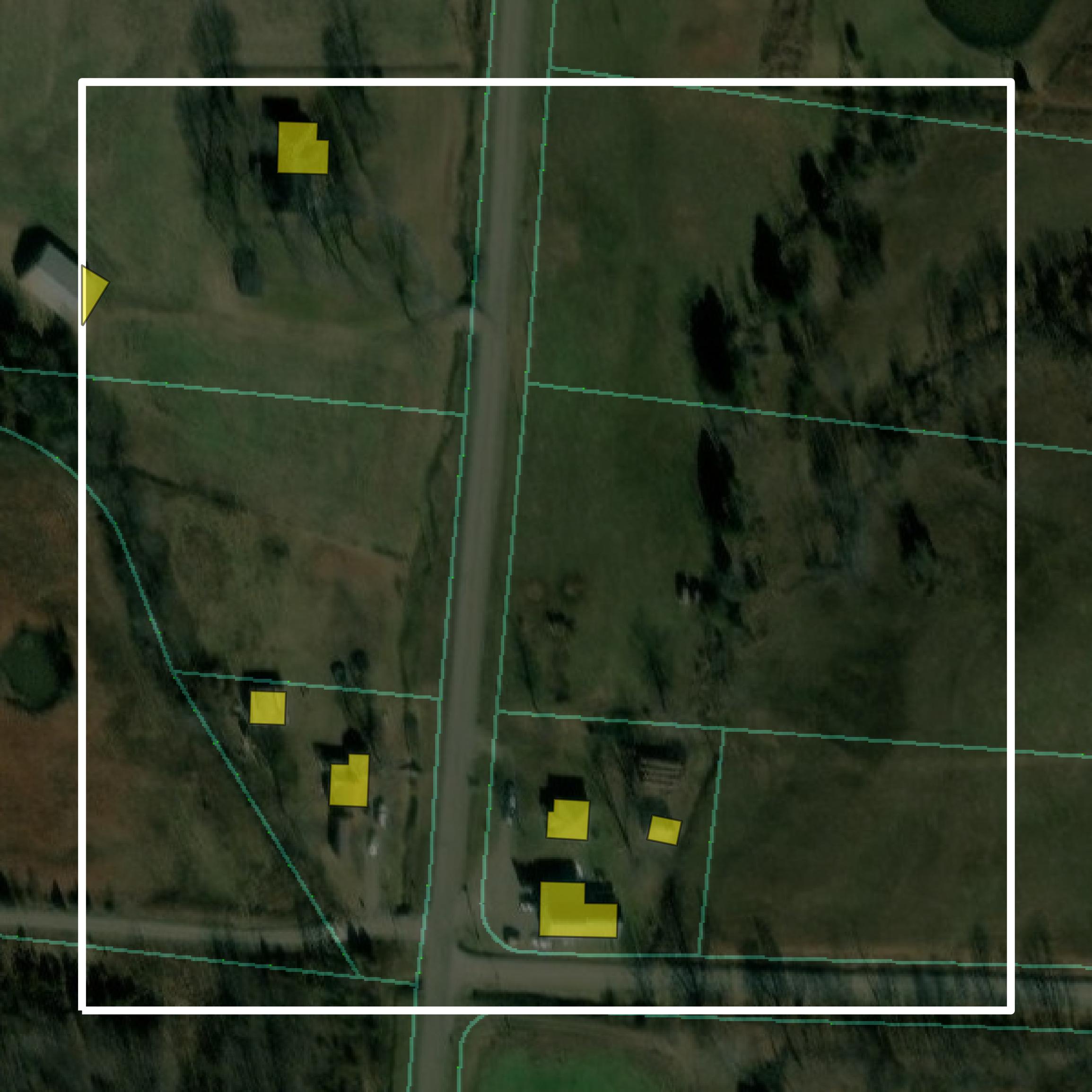 This image shows parcel and building data in Grayson County created using GIS data in Equator.