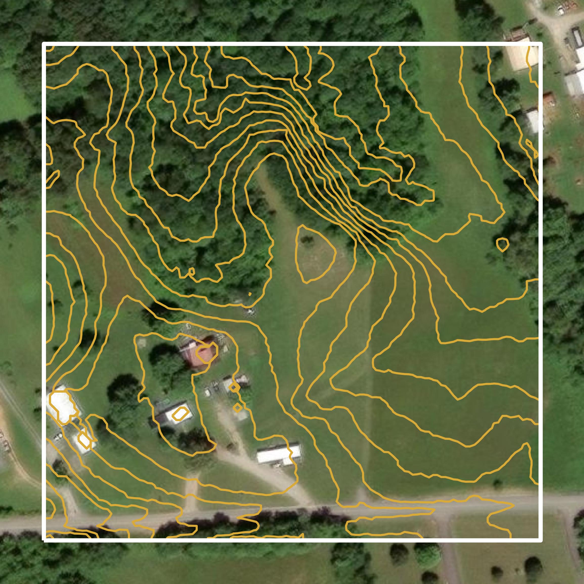 This image shows a contour map in Green County created using GIS data in Equator.