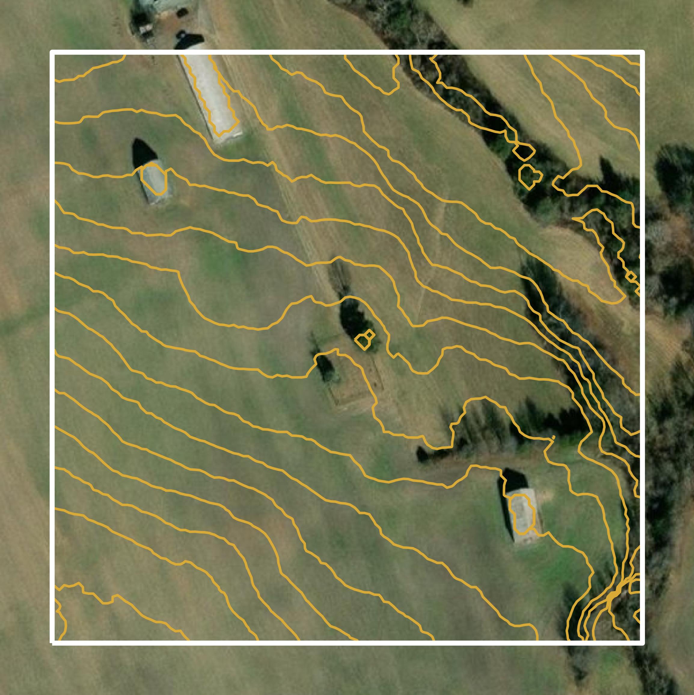 This image shows a contour map in Green County created using GIS data in Equator.