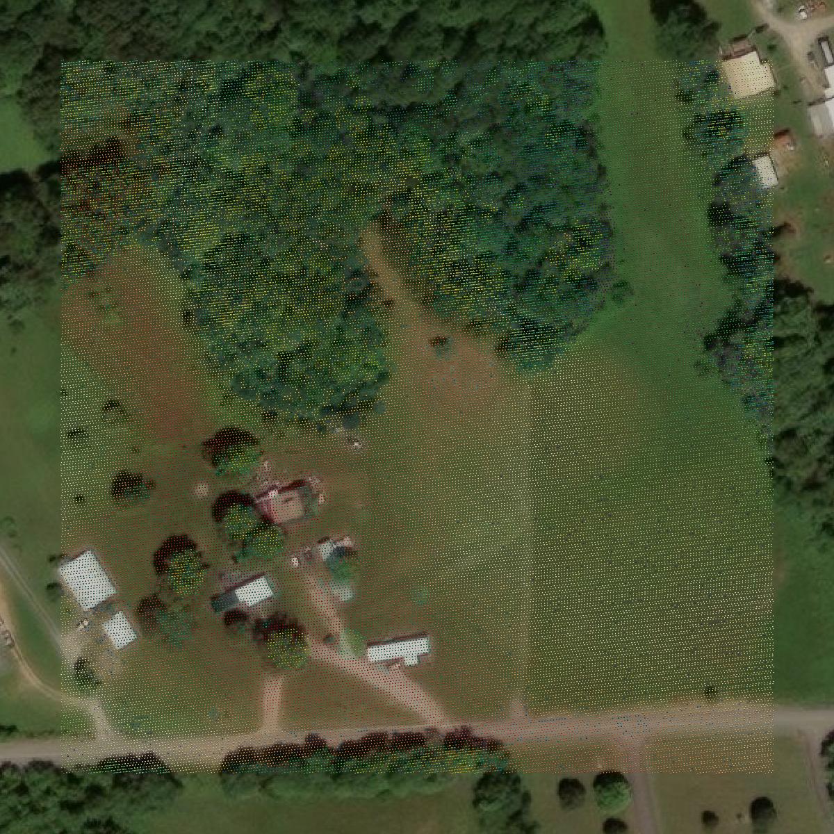This image shows a LiDAR point cloud in Green County created using GIS data in Equator.
