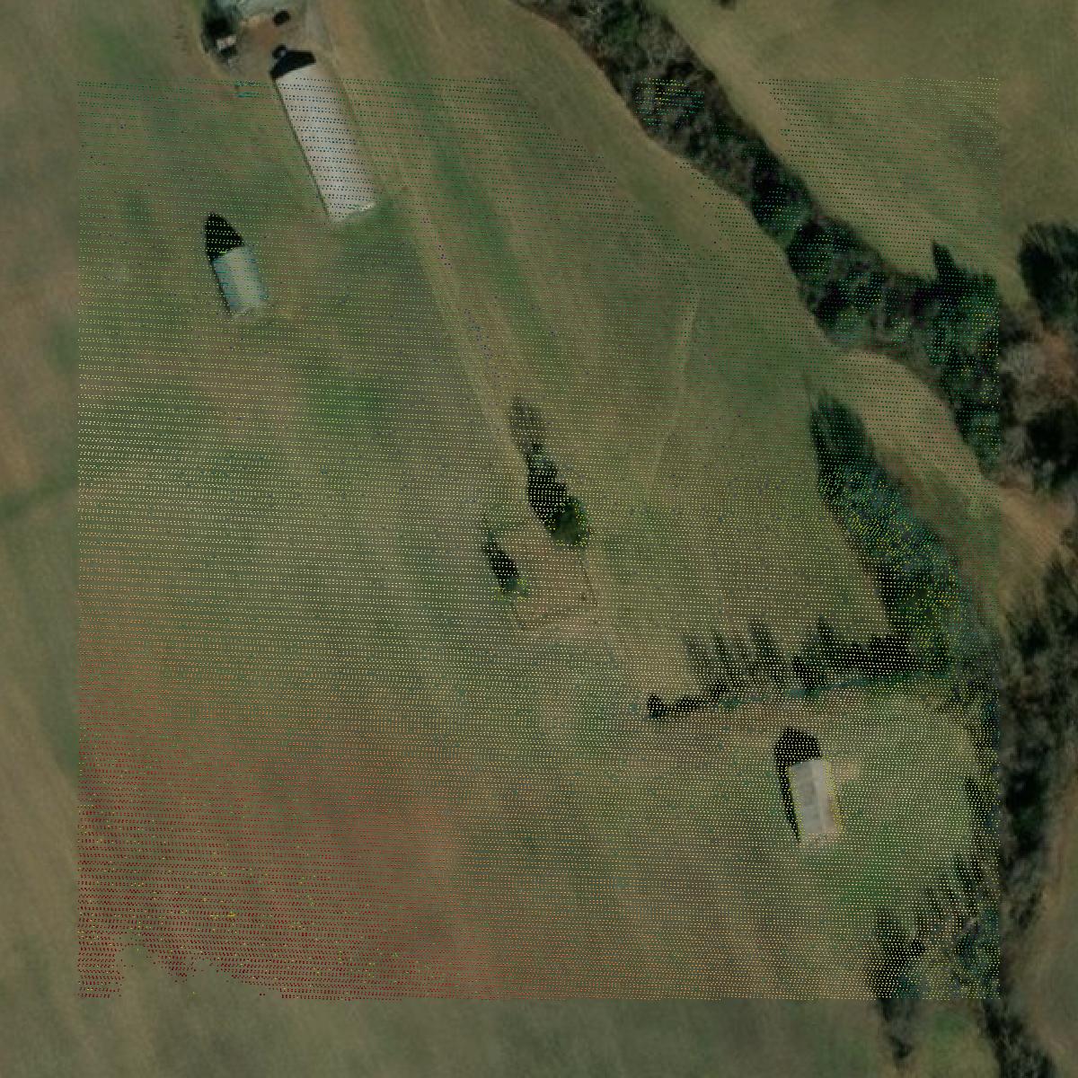 This image shows a LiDAR point cloud in Green County created using GIS data in Equator.