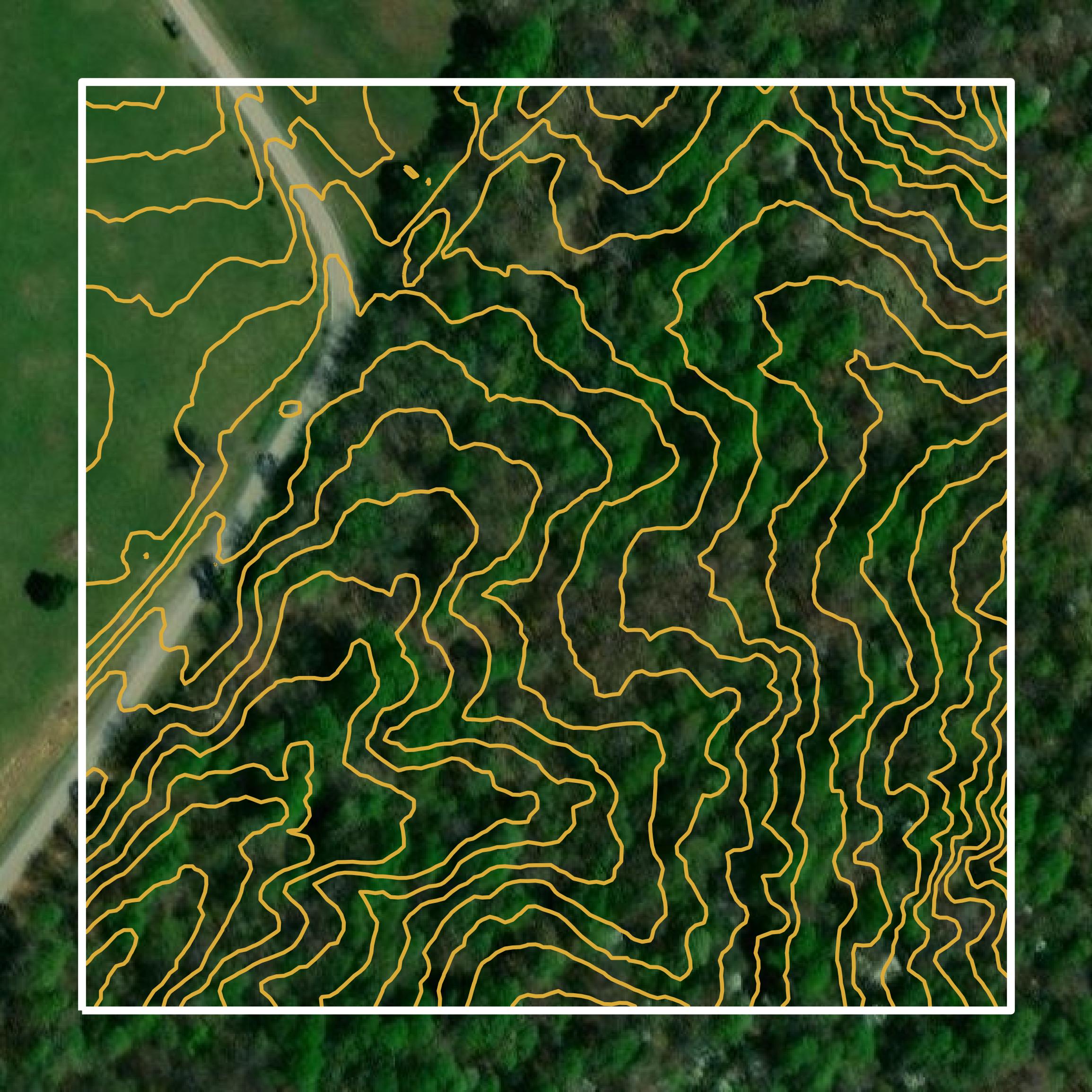 This image shows a contour map in Hancock County created using GIS data in Equator.