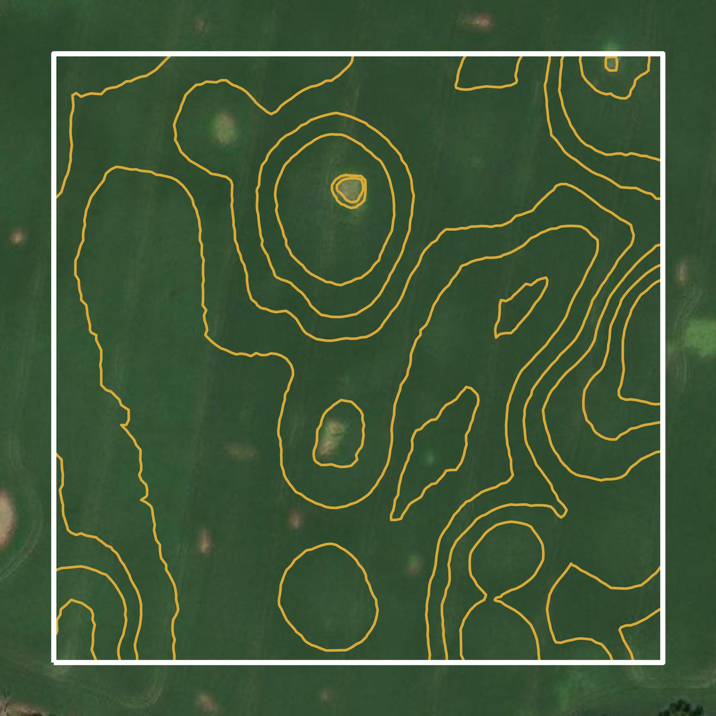 This image shows a contour map in Hardin County created using GIS data in Equator.
