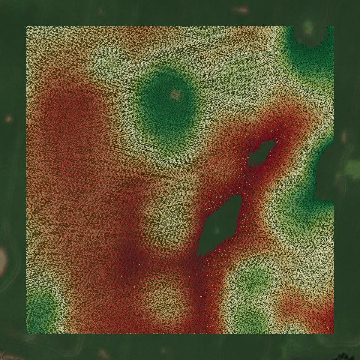 This image shows a LiDAR point cloud in Hardin County created using GIS data in Equator.