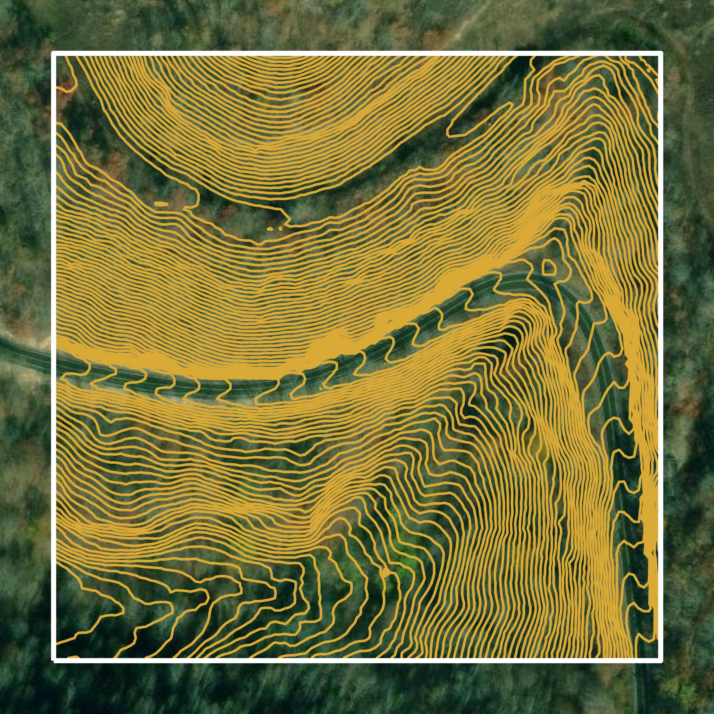 This image shows a contour map in Harlan County created using GIS data in Equator.