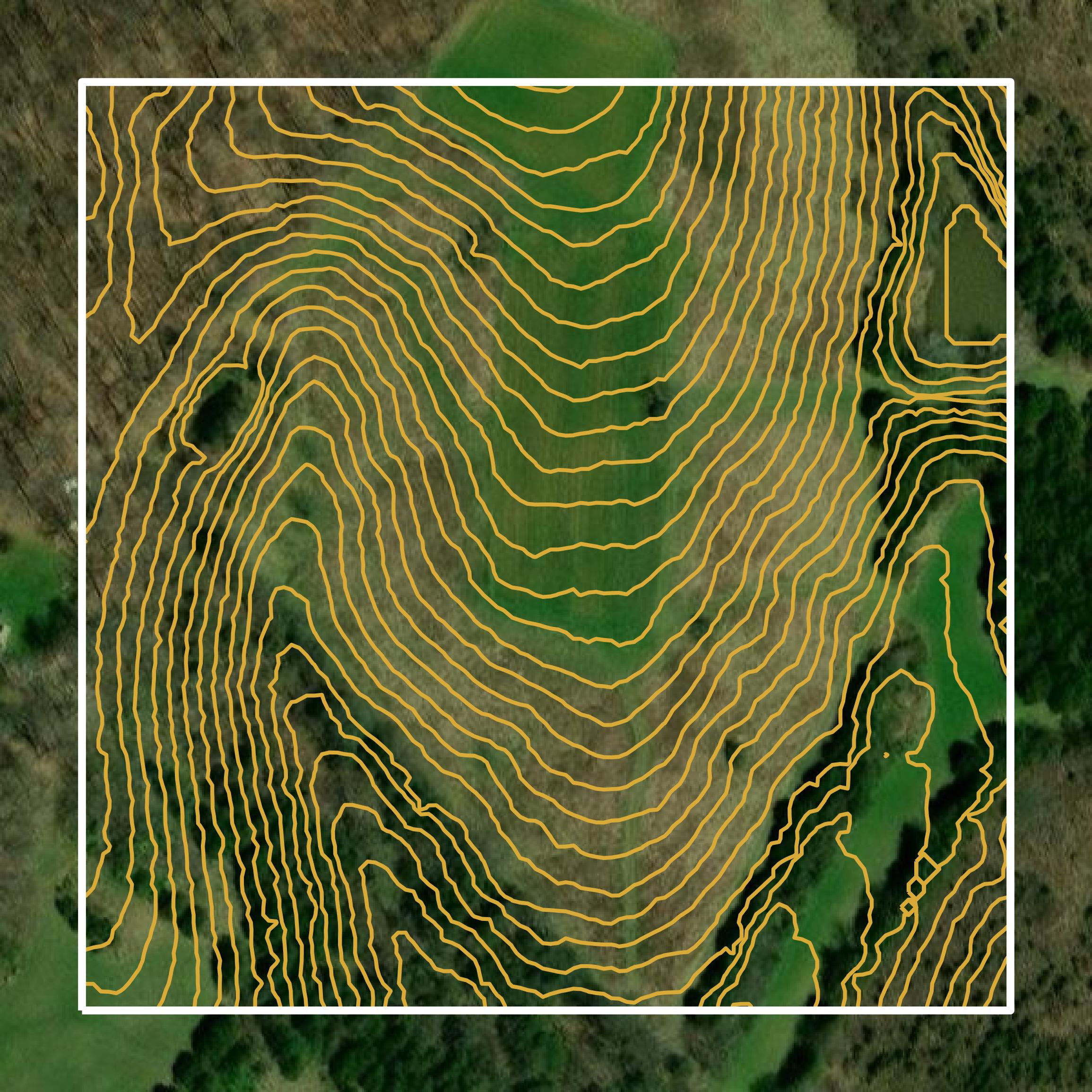 This image shows a contour map in Harrison County created using GIS data in Equator.