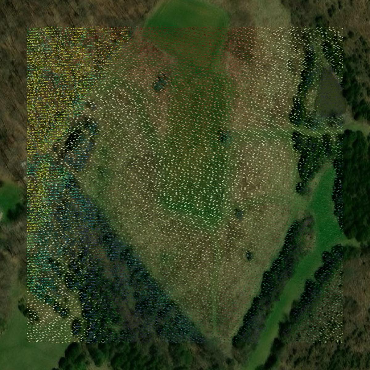 This image shows a LiDAR point cloud in Harrison County created using GIS data in Equator.
