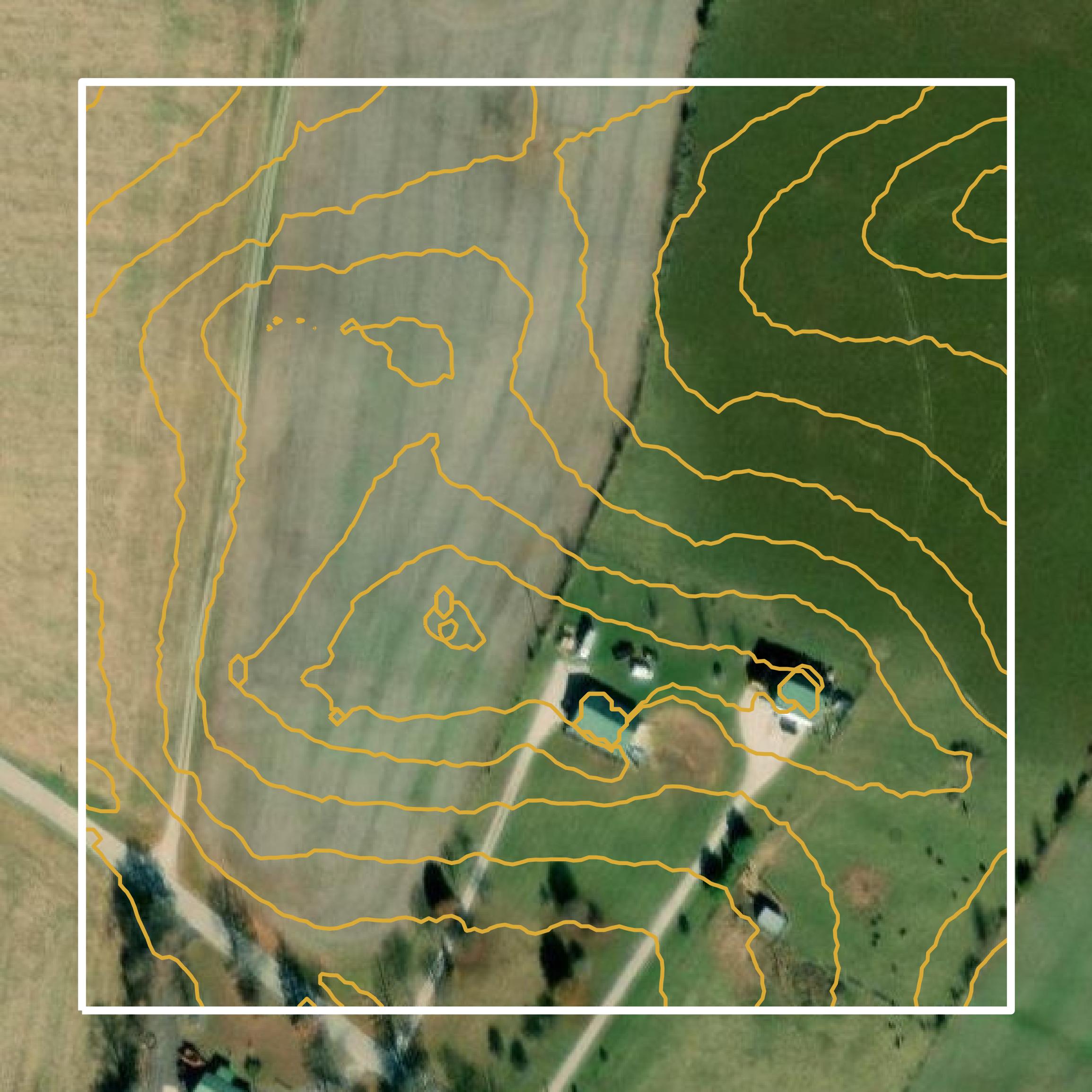 This image shows a contour map in Hart County created using GIS data in Equator.