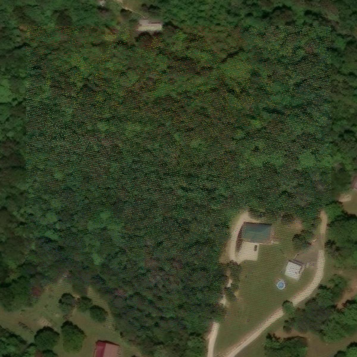 This image shows a LiDAR point cloud in Hart County created using GIS data in Equator.