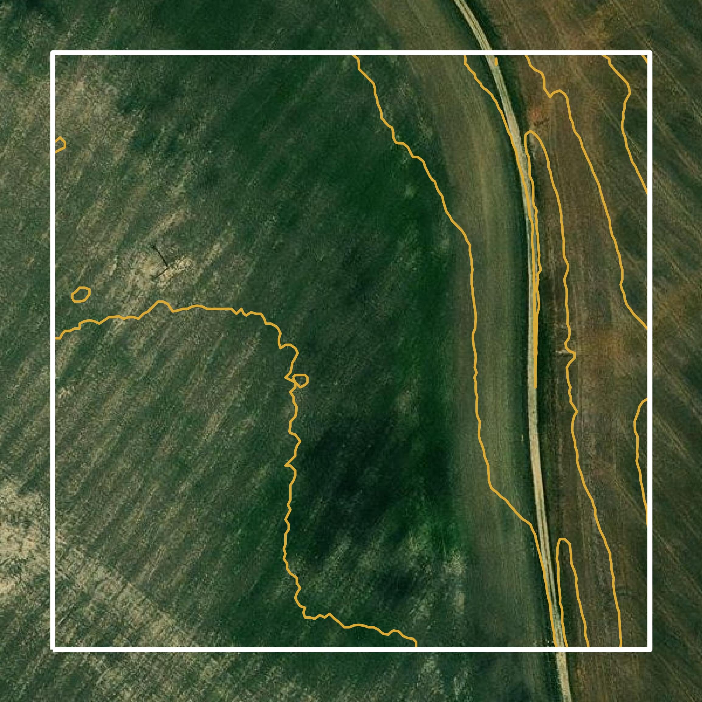 This image shows a contour map in Henderson County created using GIS data in Equator.