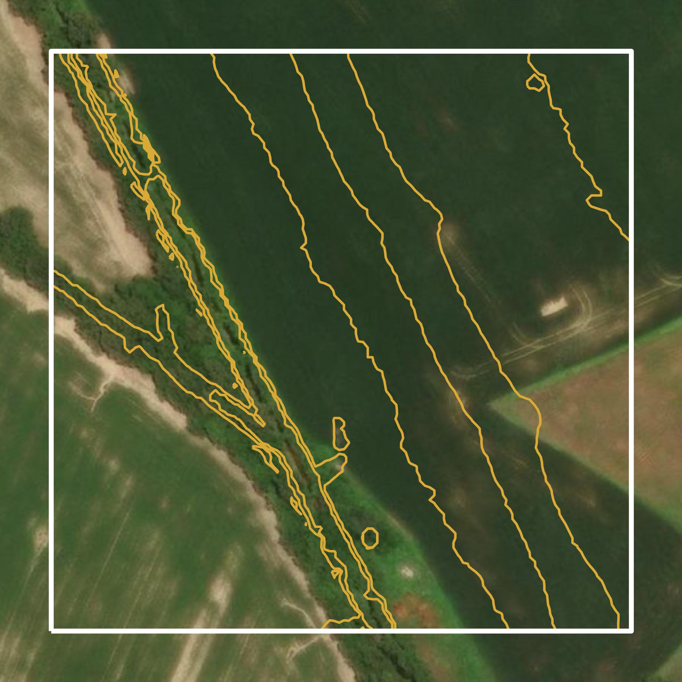 This image shows a contour map in Henderson County created using GIS data in Equator.