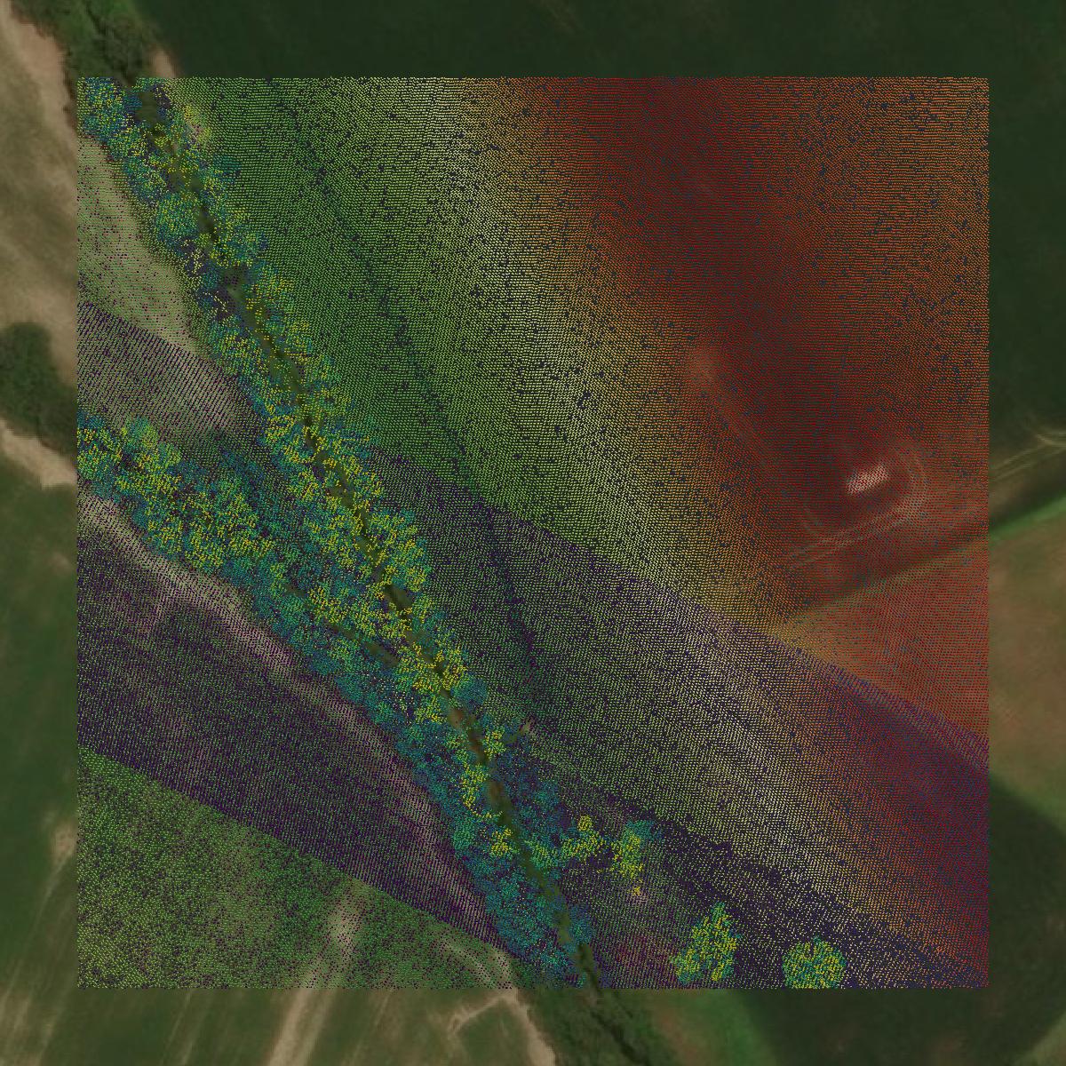 This image shows a LiDAR point cloud in Henderson County created using GIS data in Equator.