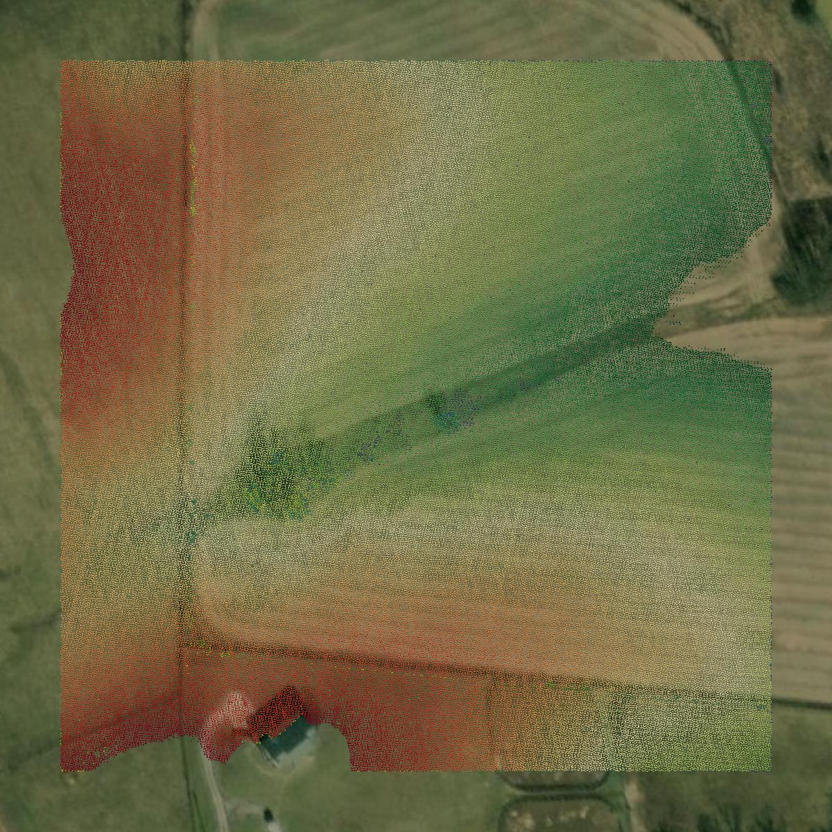 This image shows a LiDAR point cloud in Henry County created using GIS data in Equator.