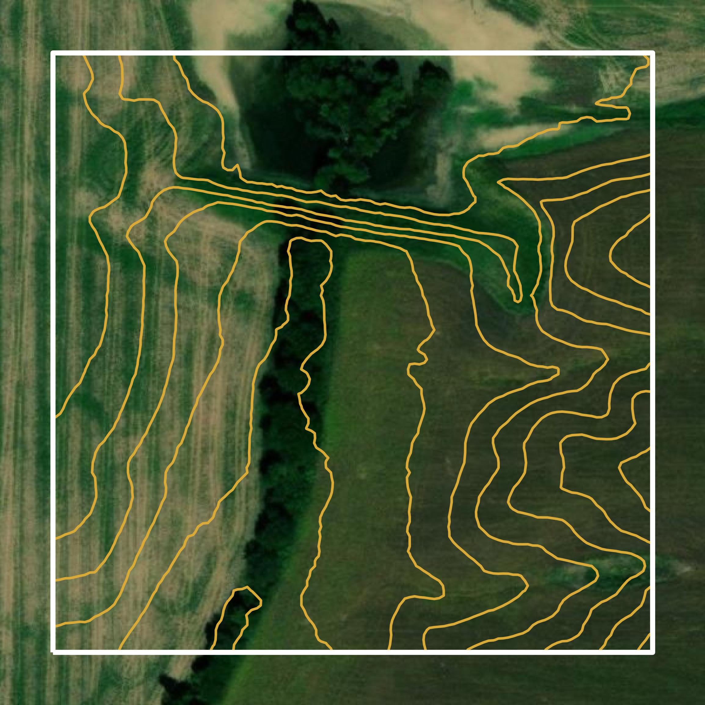 This image shows a contour map in Hickman County created using GIS data in Equator.