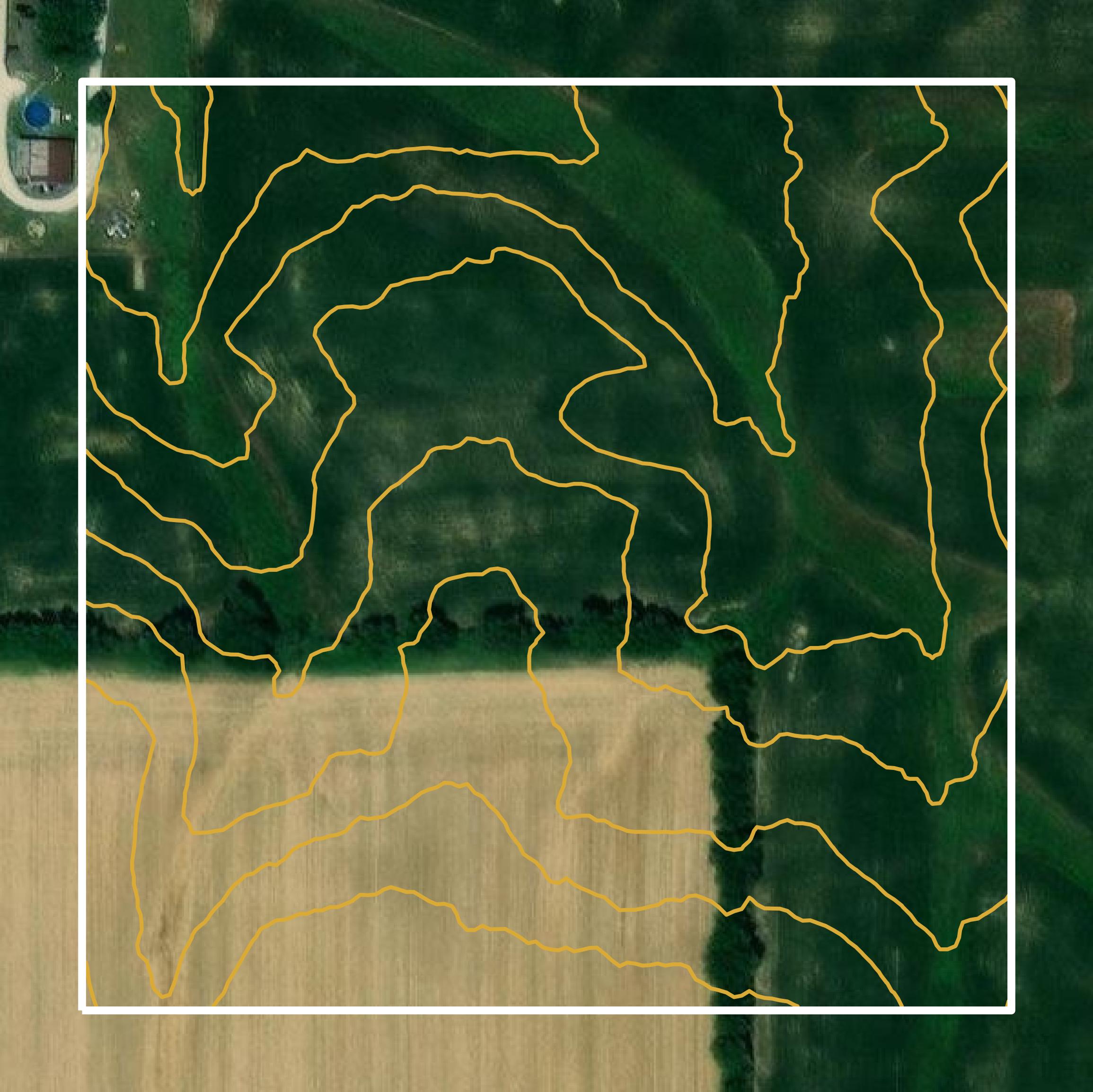 This image shows a contour map in Hickman County created using GIS data in Equator.