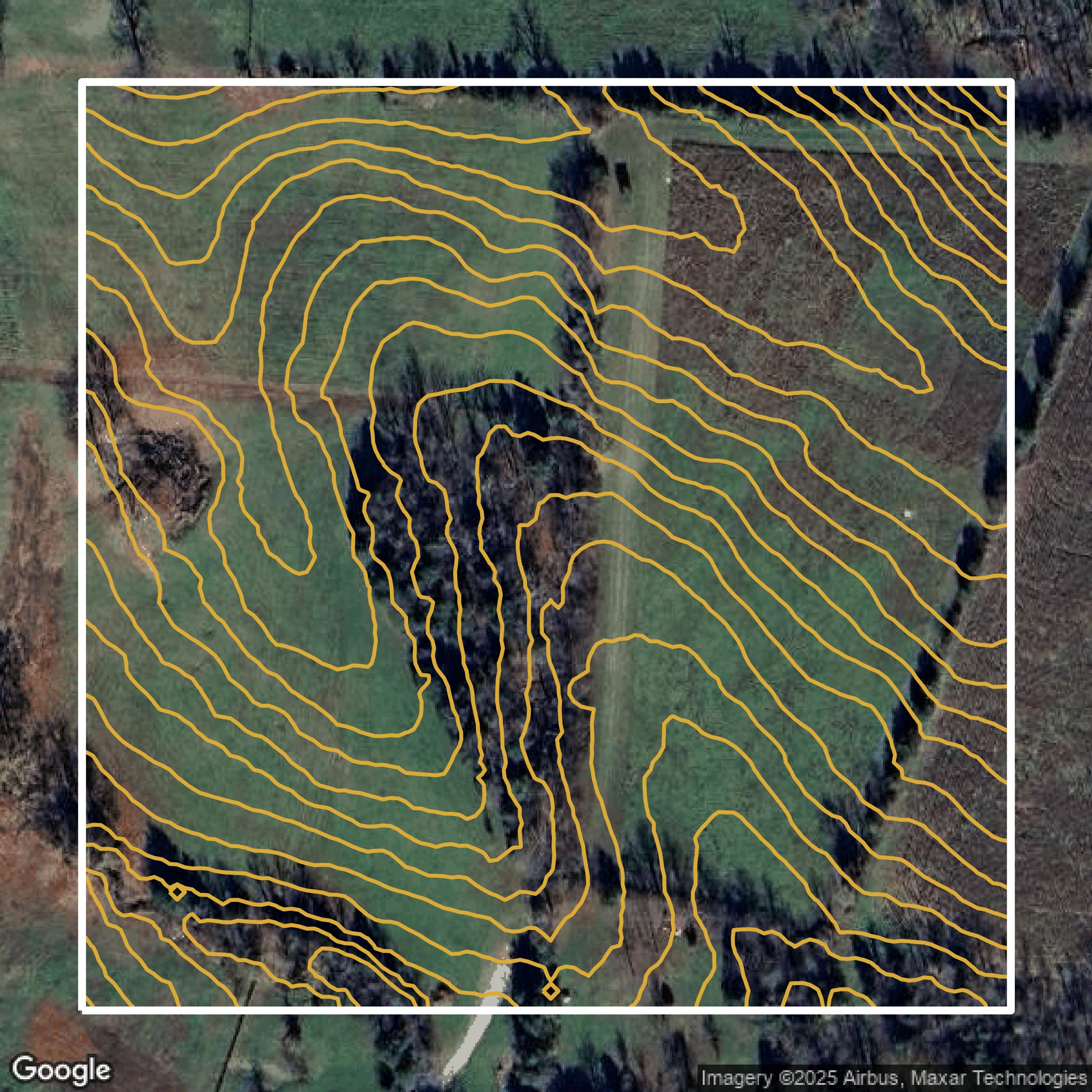 This image shows a contour map in Jefferson County created using GIS data in Equator.