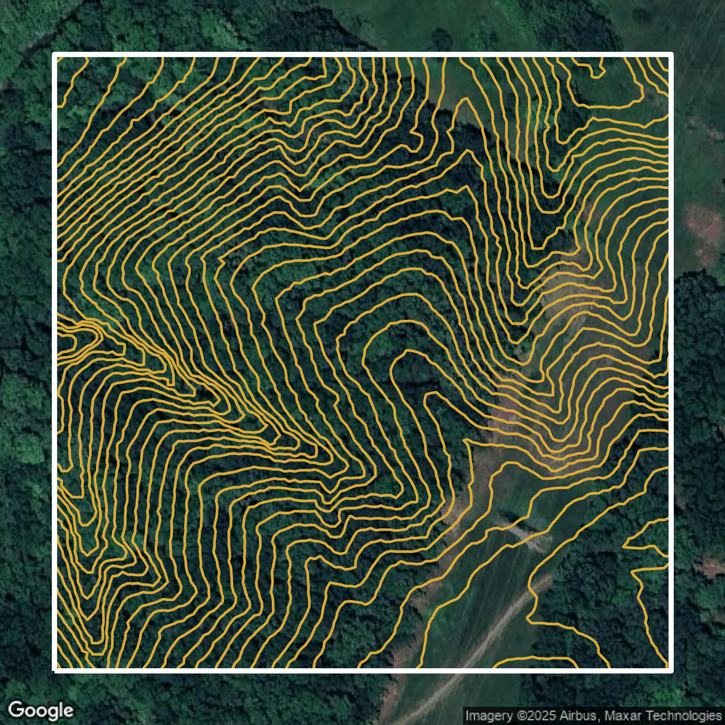 This image shows a contour map in Jefferson County created using GIS data in Equator.