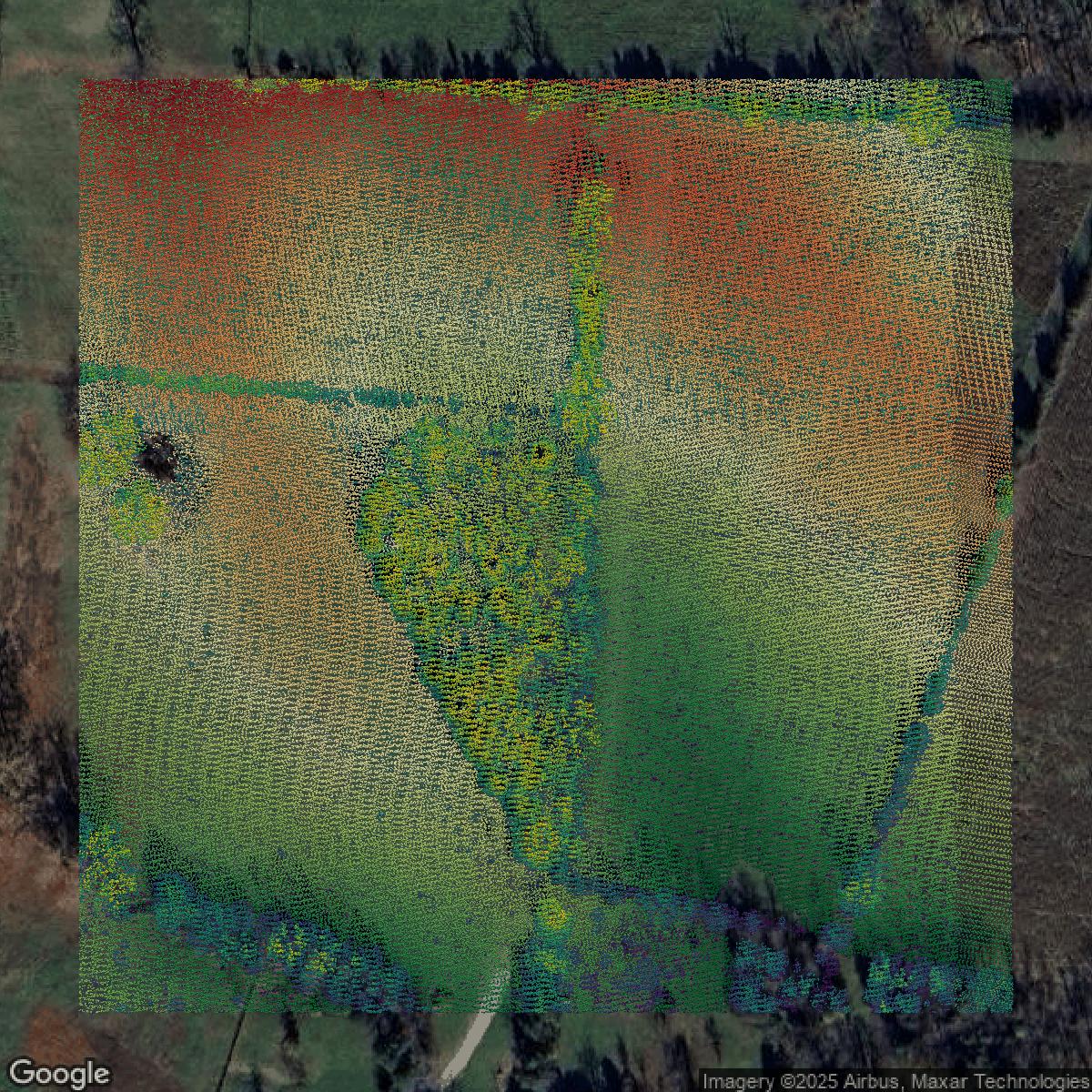 This image shows a LiDAR point cloud in Jefferson County created using GIS data in Equator.