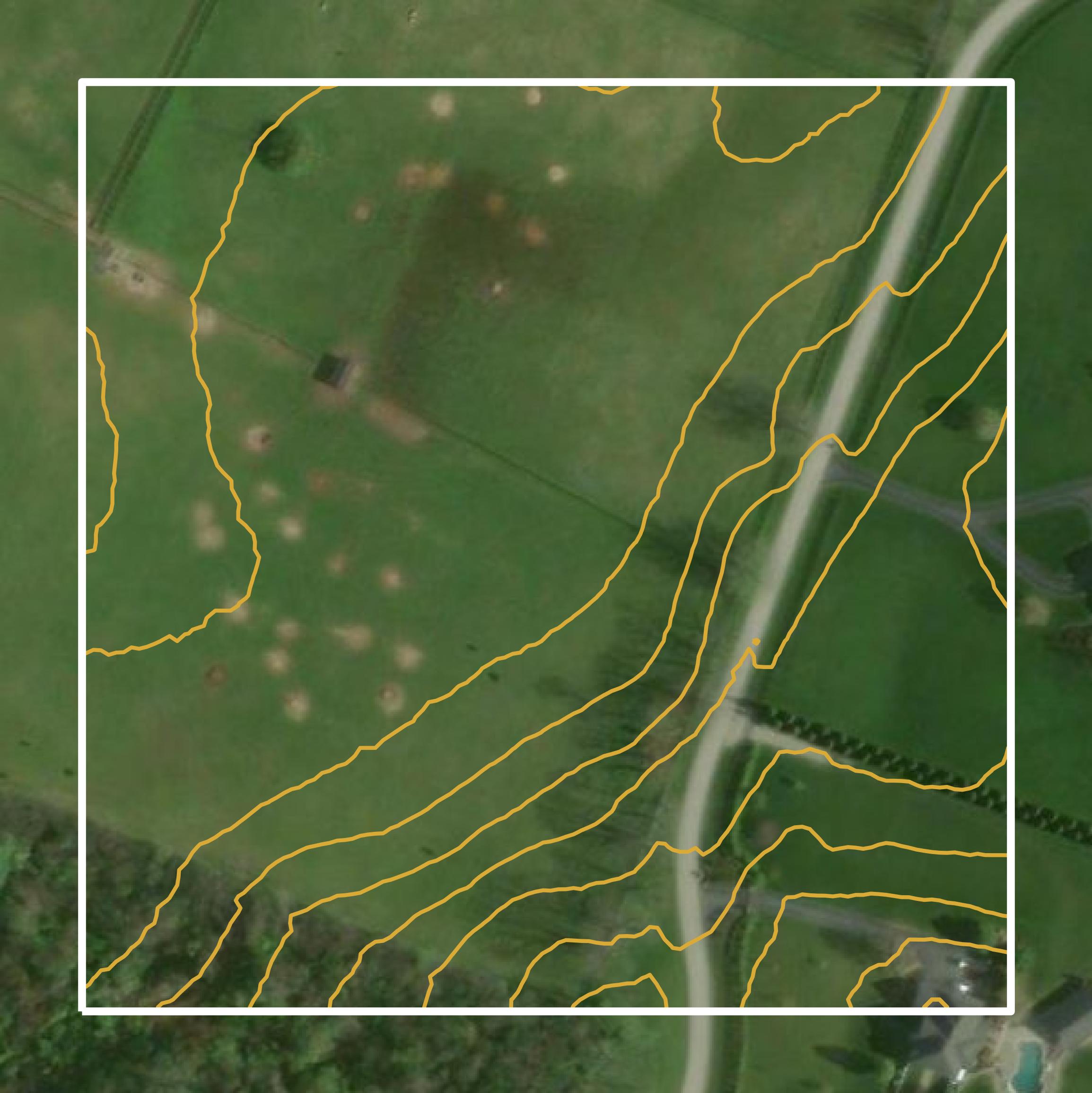 This image shows a contour map in Jessamine County created using GIS data in Equator.